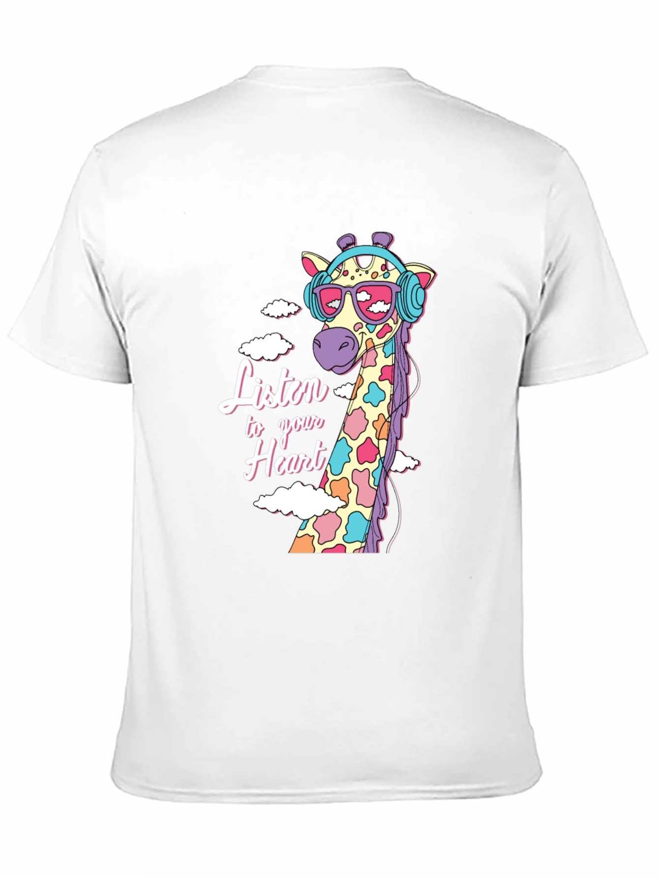 Black Cool Giraffe T-Shirt - Listen to Your Heart view 11