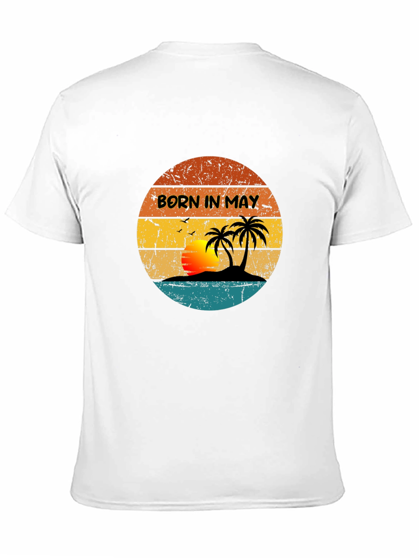 Black Born In May Retro Sunset T-Shirt view 11