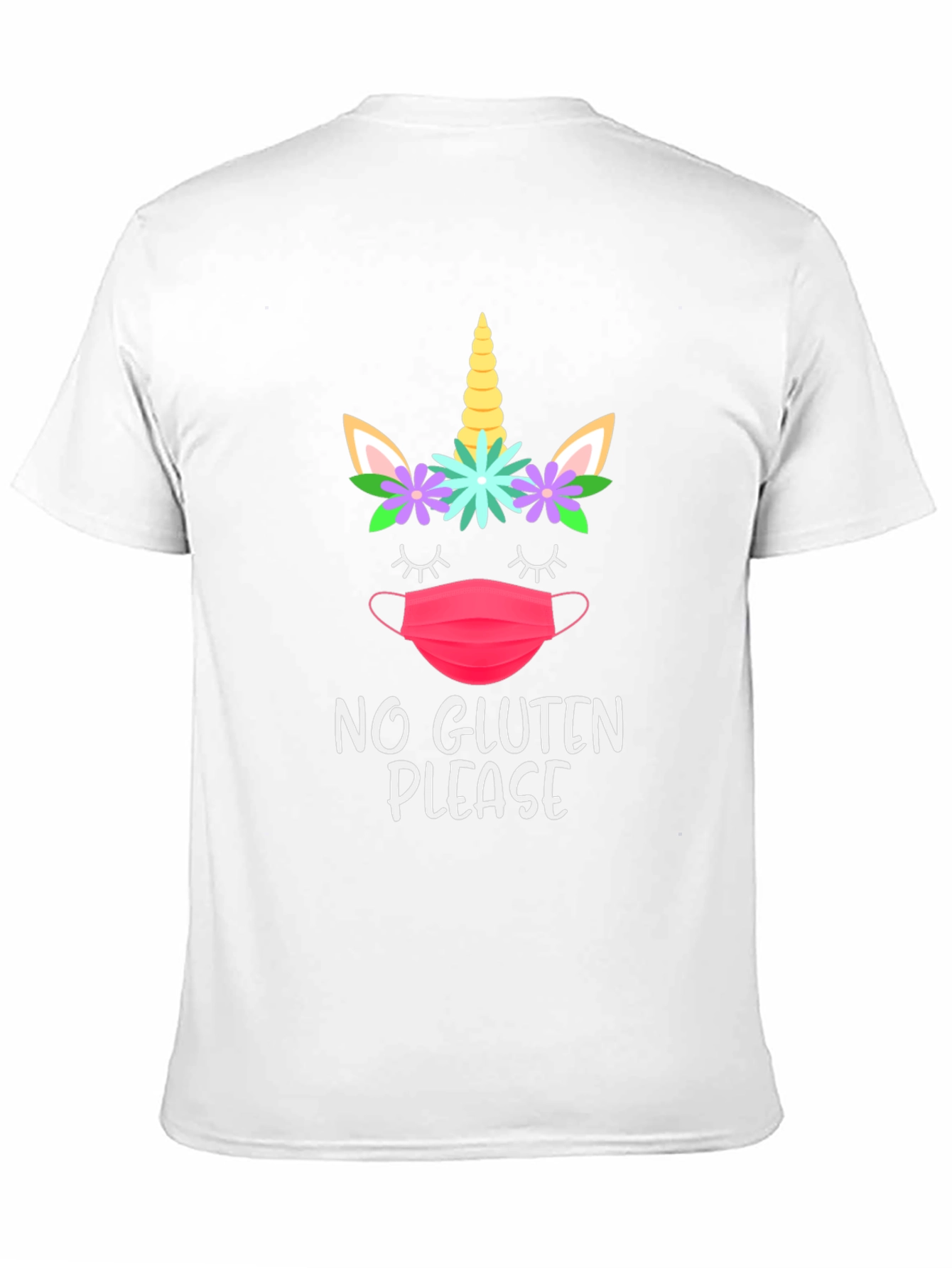 Black No Gluten Please Unicorn Face Mask T-Shirt view 11