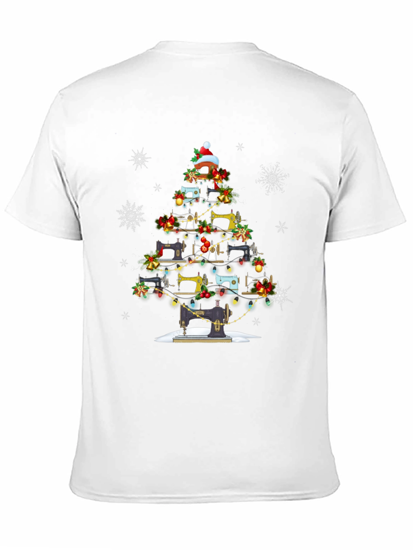 Black Sewing Machine Christmas Tree T-Shirt view 11