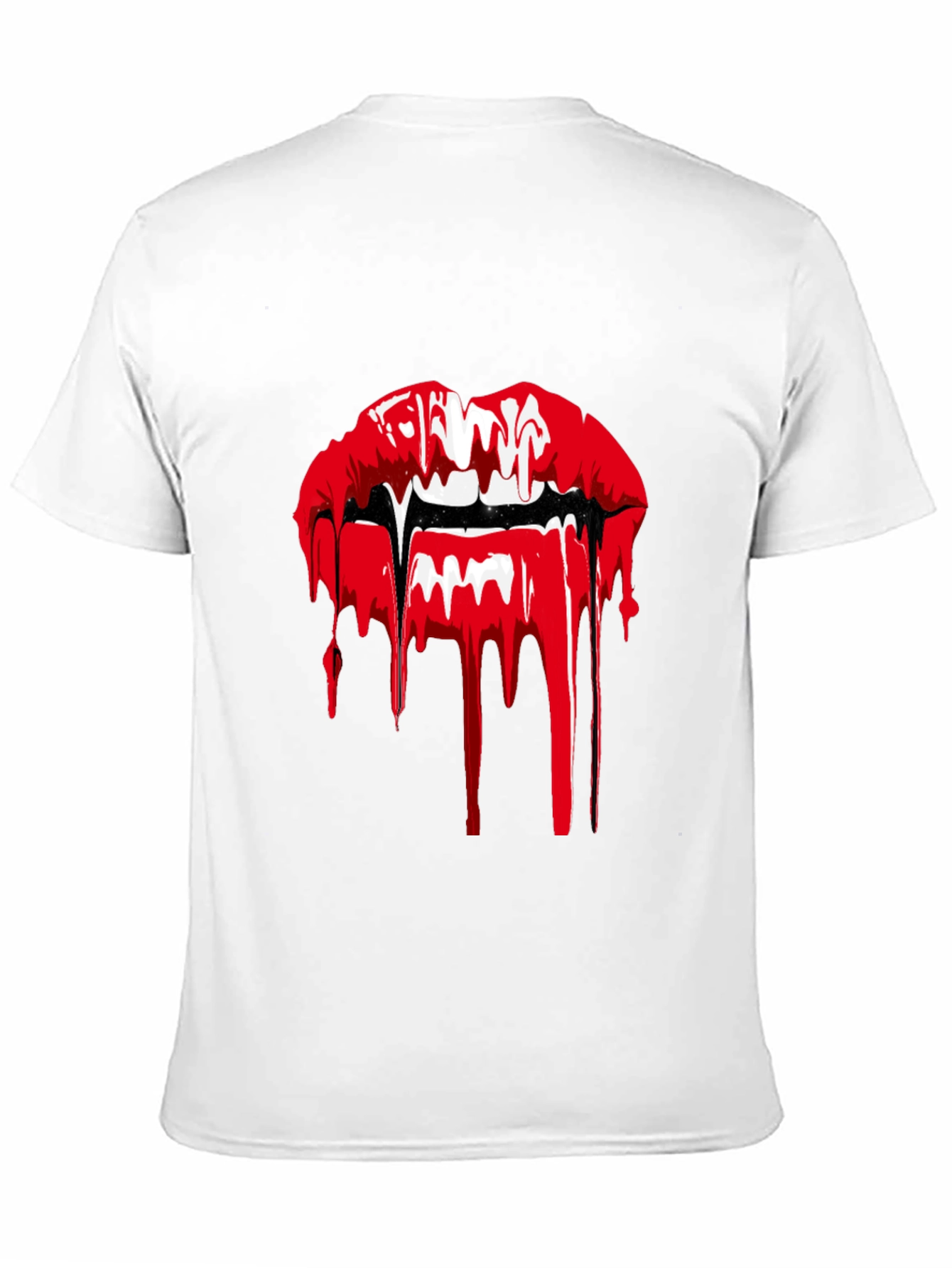 Black Vampire Lips Graphic T-Shirt - Black view 11