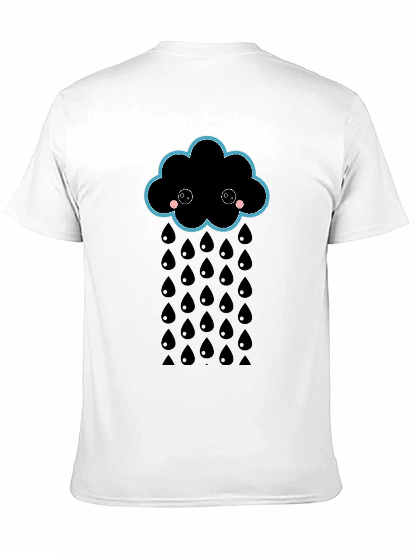 Black Cute Rainy Cloud Black T-Shirt view 11