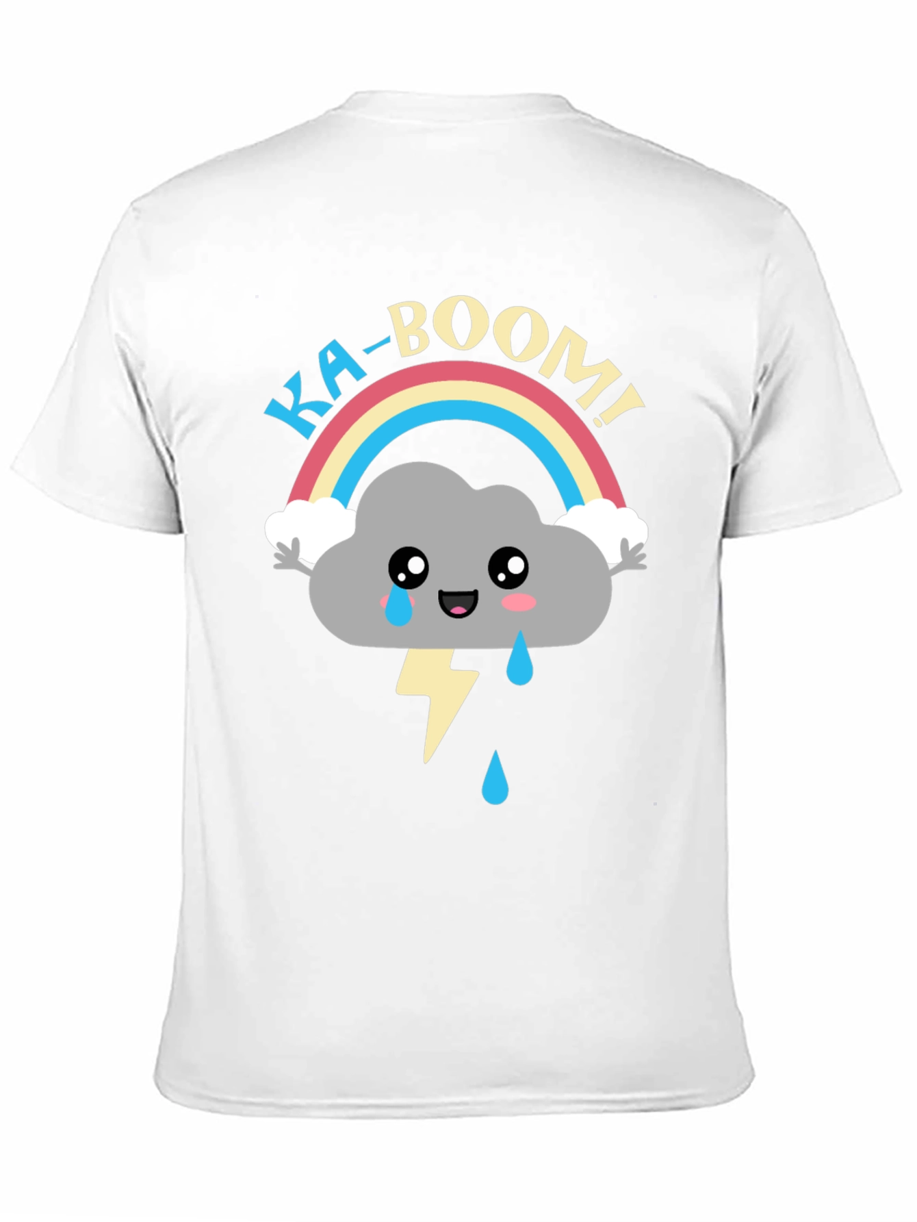 Black Ka-Boom Rainbow Cloud T-Shirt Funny Graphic Tee view 11