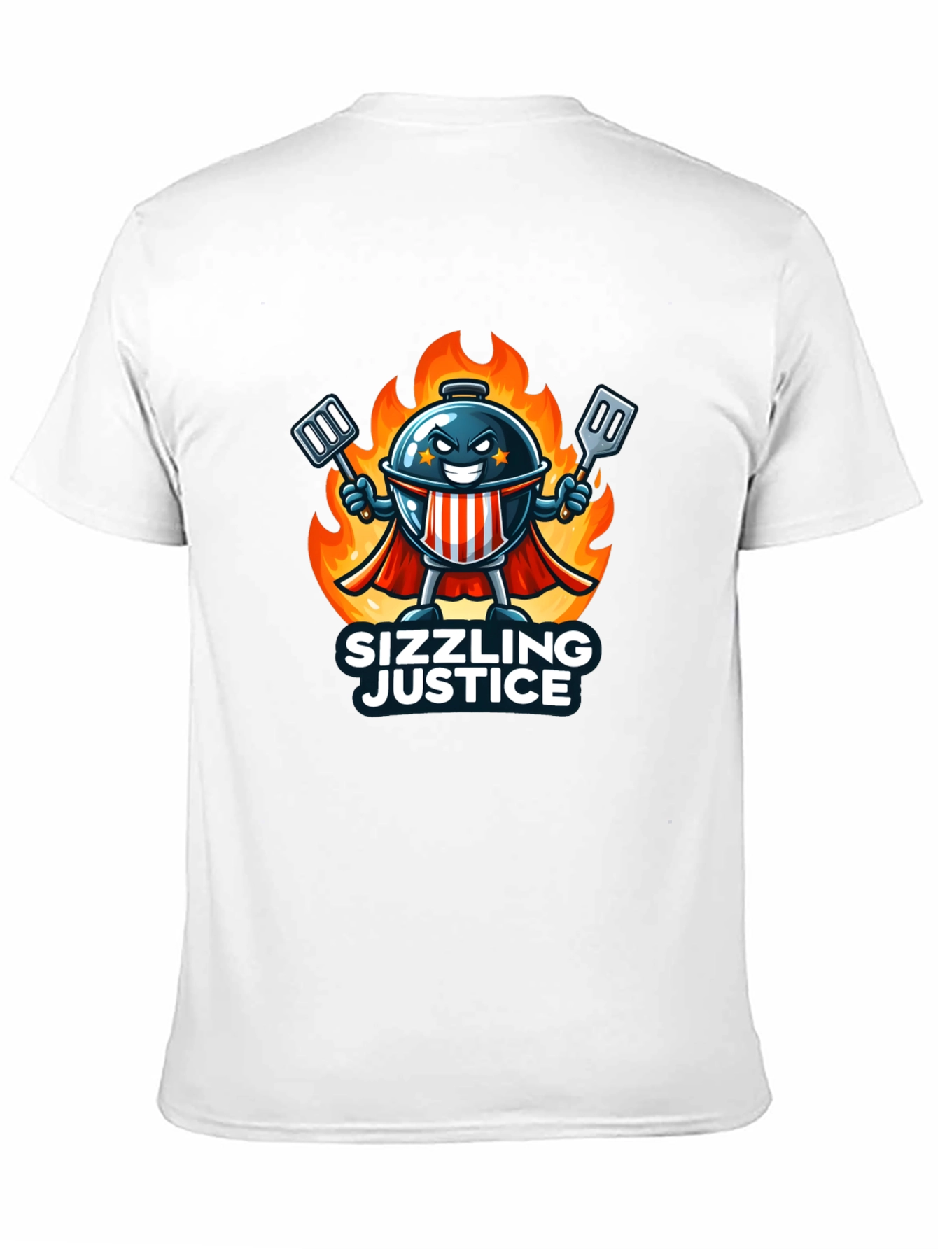 Black Sizzling Justice T-Shirt - Grill Master Hero Design view 11