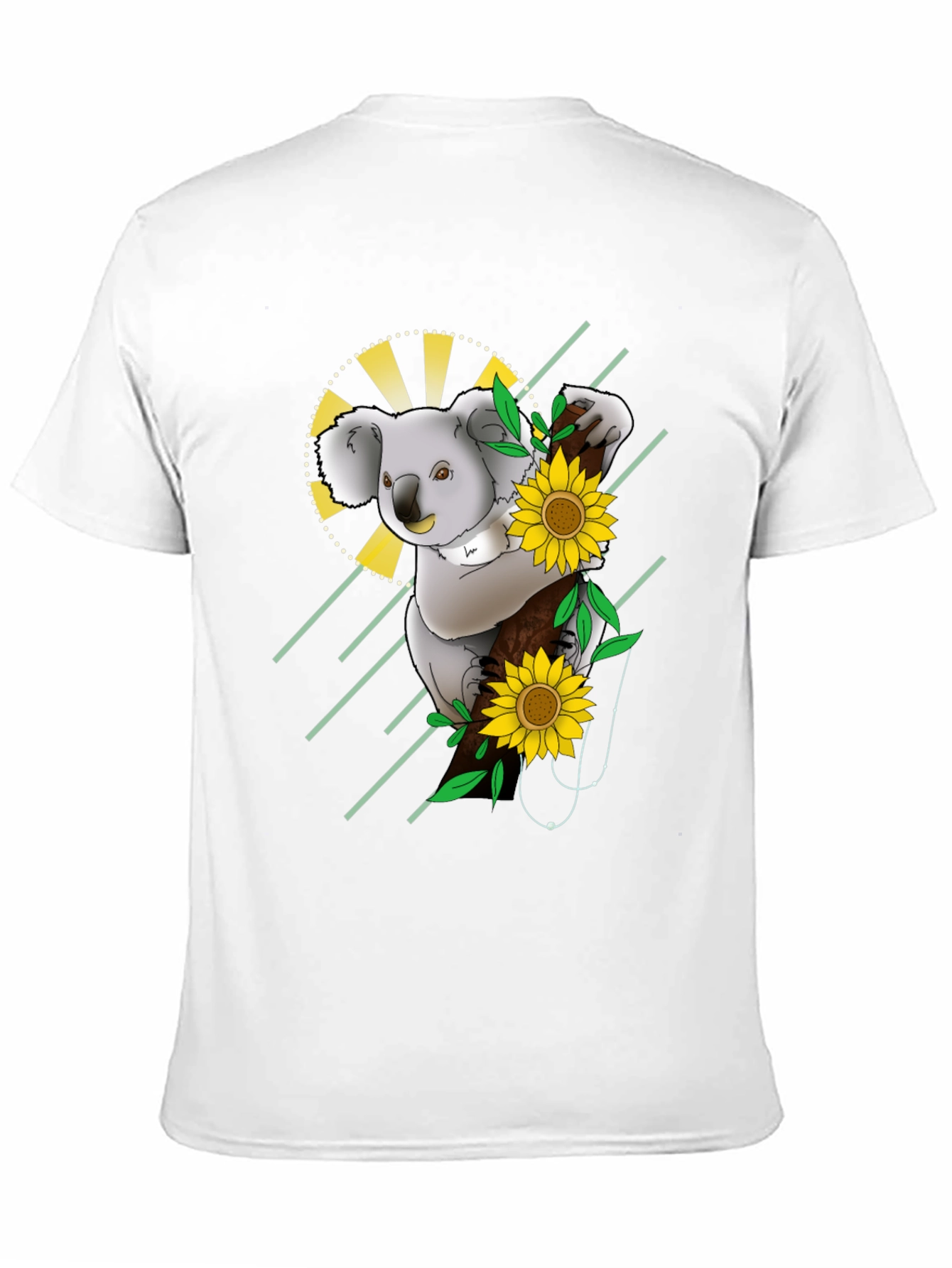 Black Koala & Sunflower Graphic Black T-Shirt view 11
