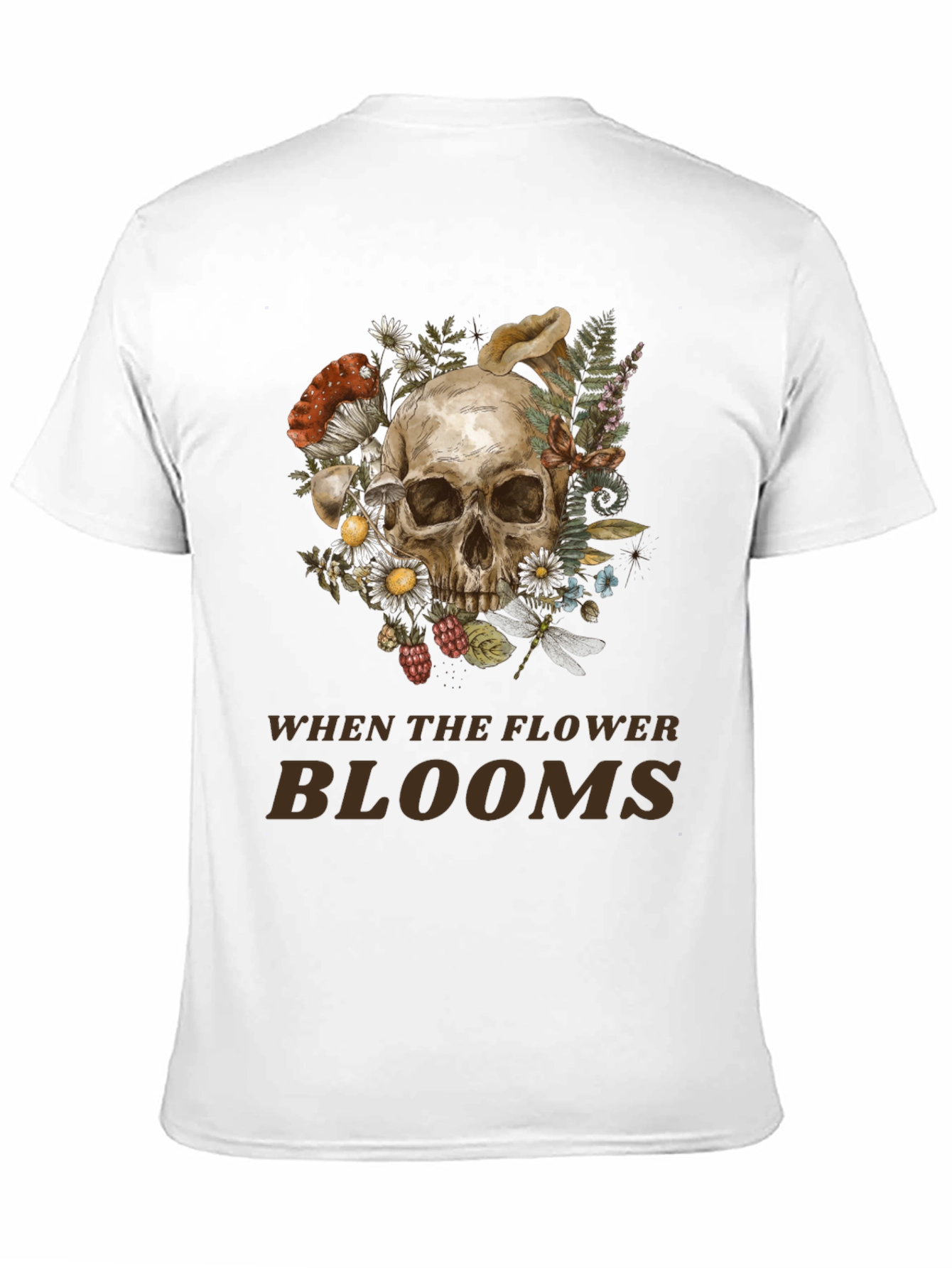 Black Skull and Floral Graphic Print Tee view 11