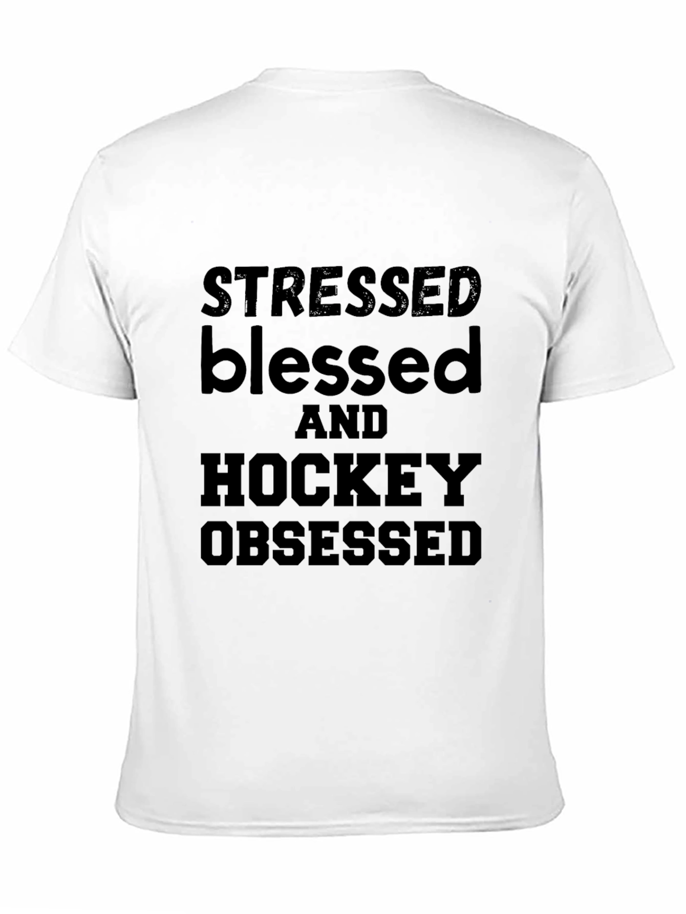 Black Stressed Blessed & Hockey Obsessed Tee view 11