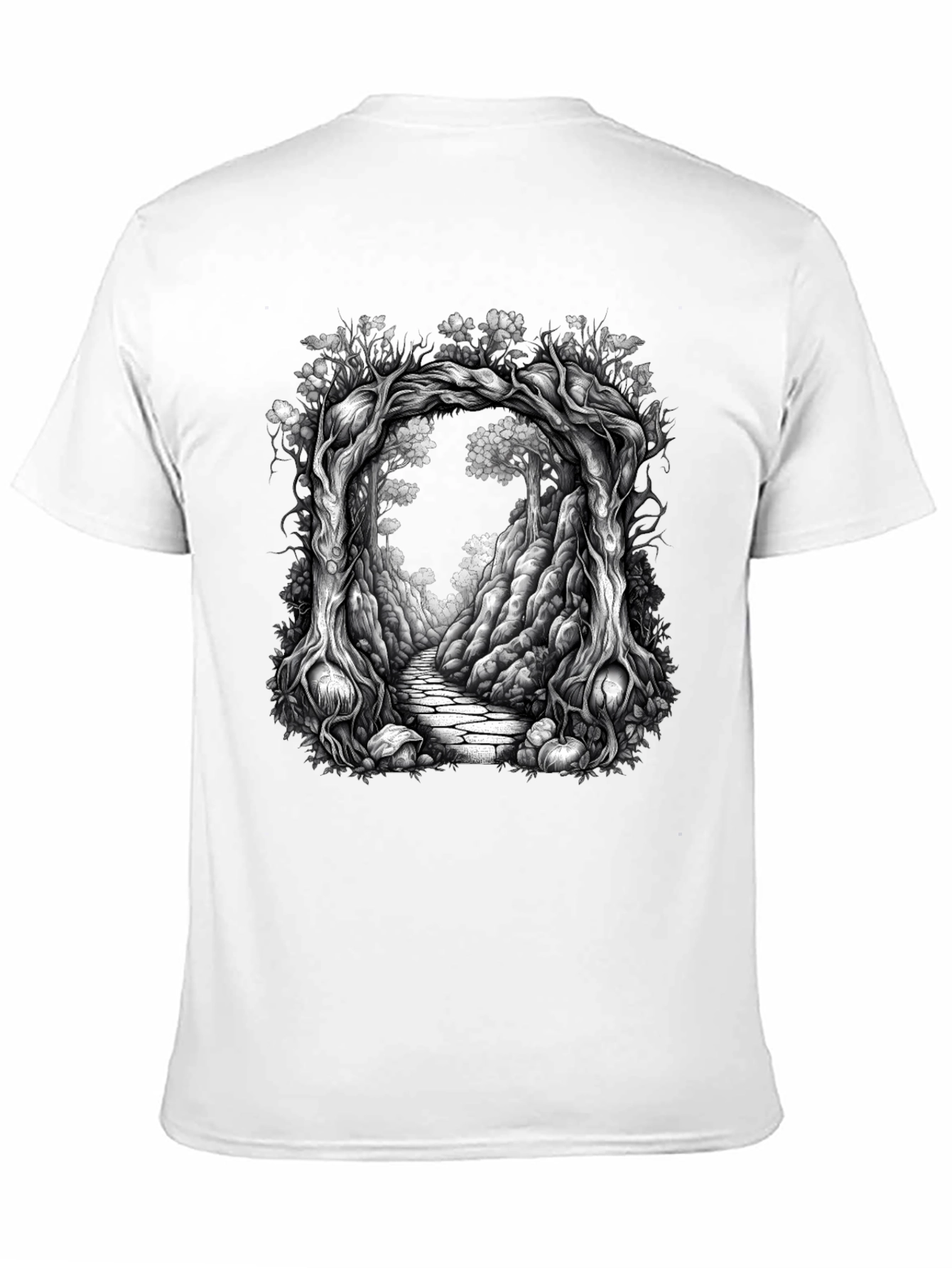 Black Enchanted Forest Tree Archway Graphic Tee view 11