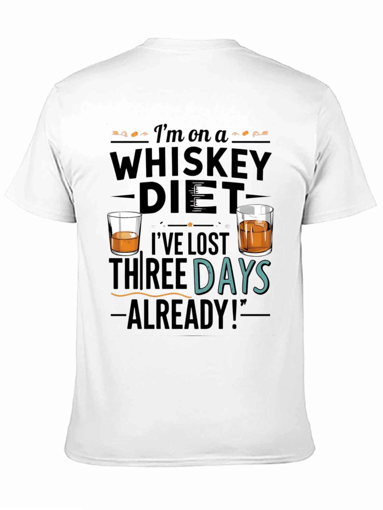 Black Whiskey Diet Funny Graphic T-Shirt view 11