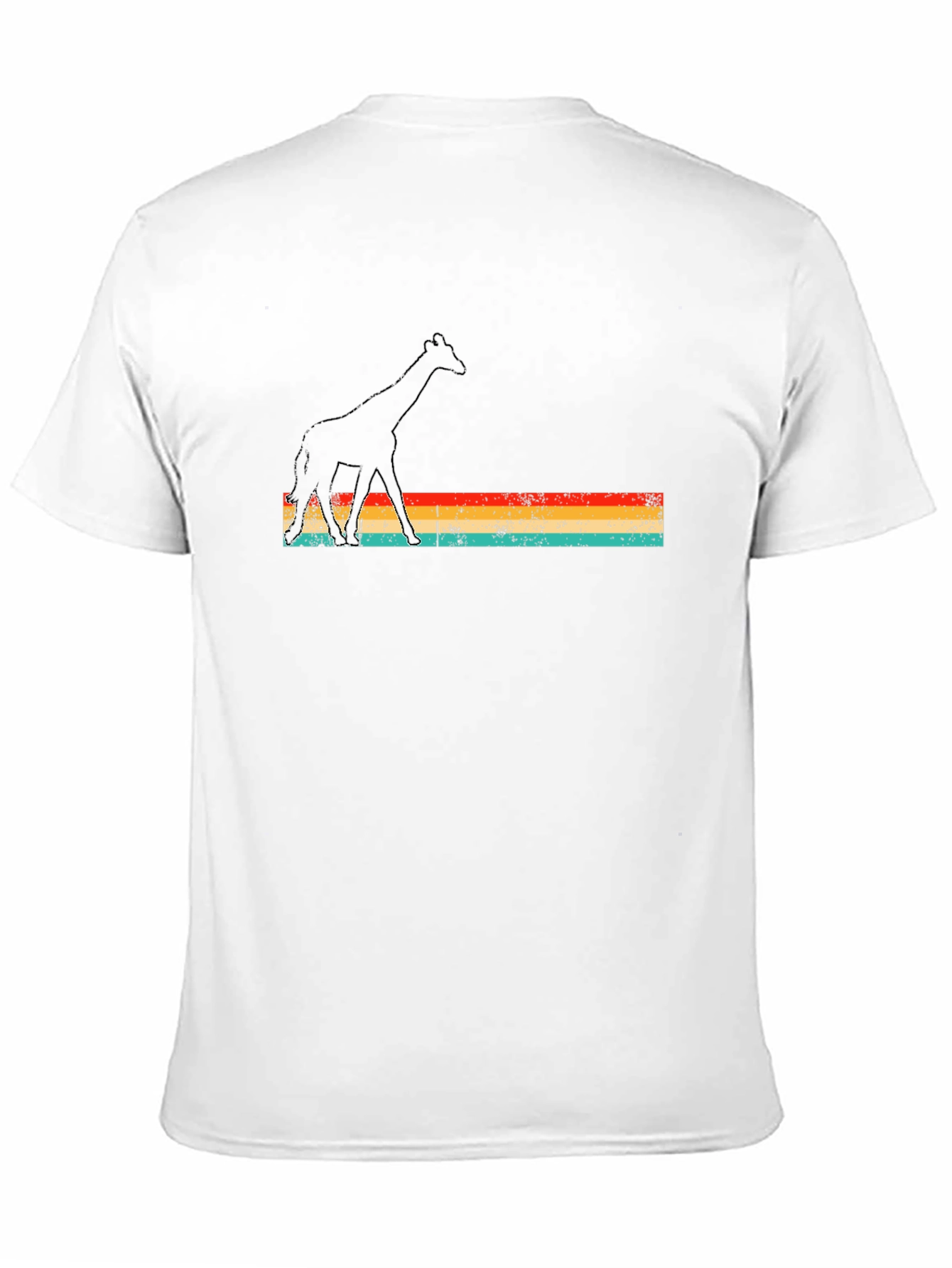 Black Giraffe Silhouette Retro Stripe T-Shirt view 11