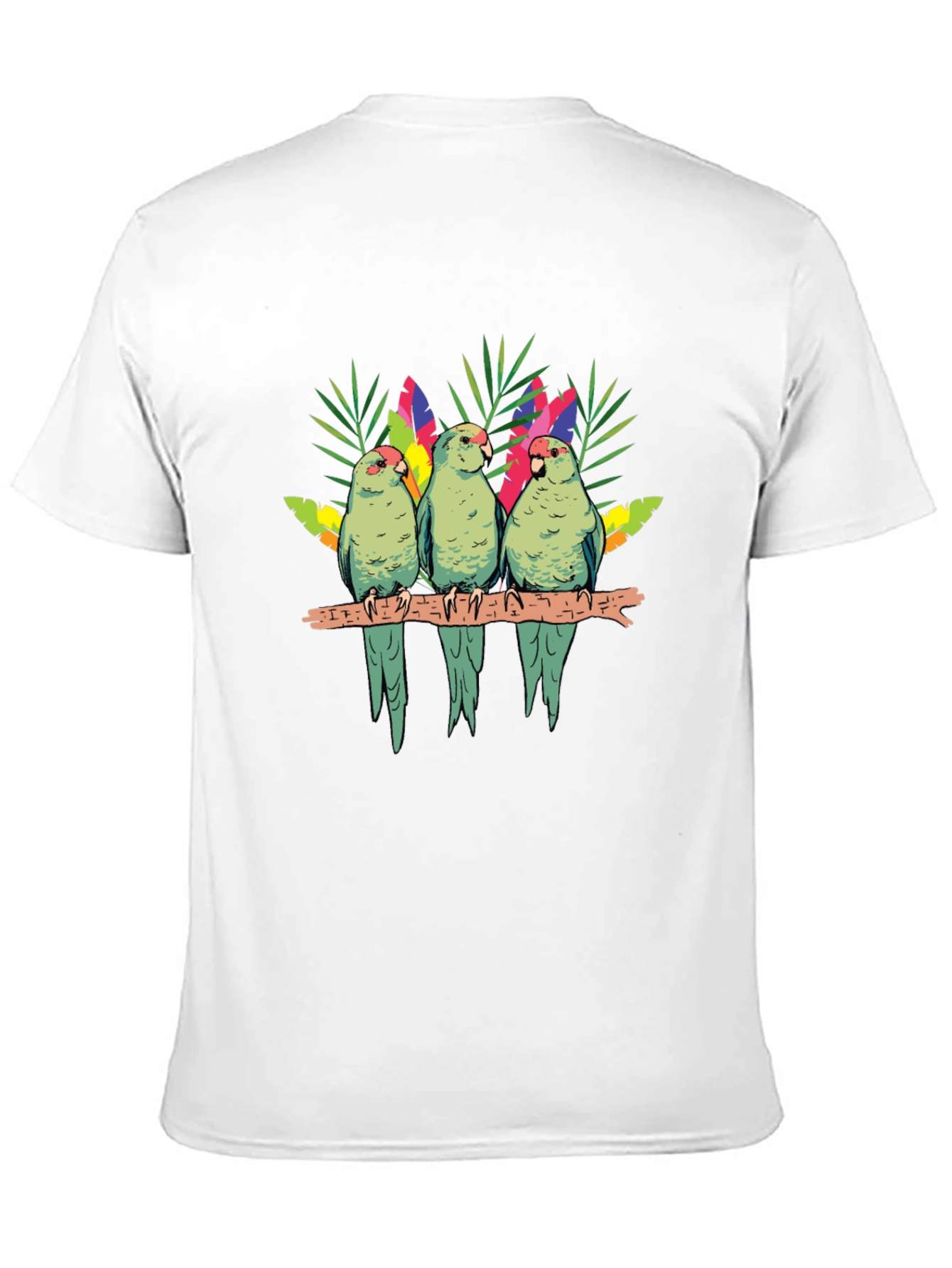 Black Parrot Trio Graphic Tee - Tropical Bird Shirt view 11