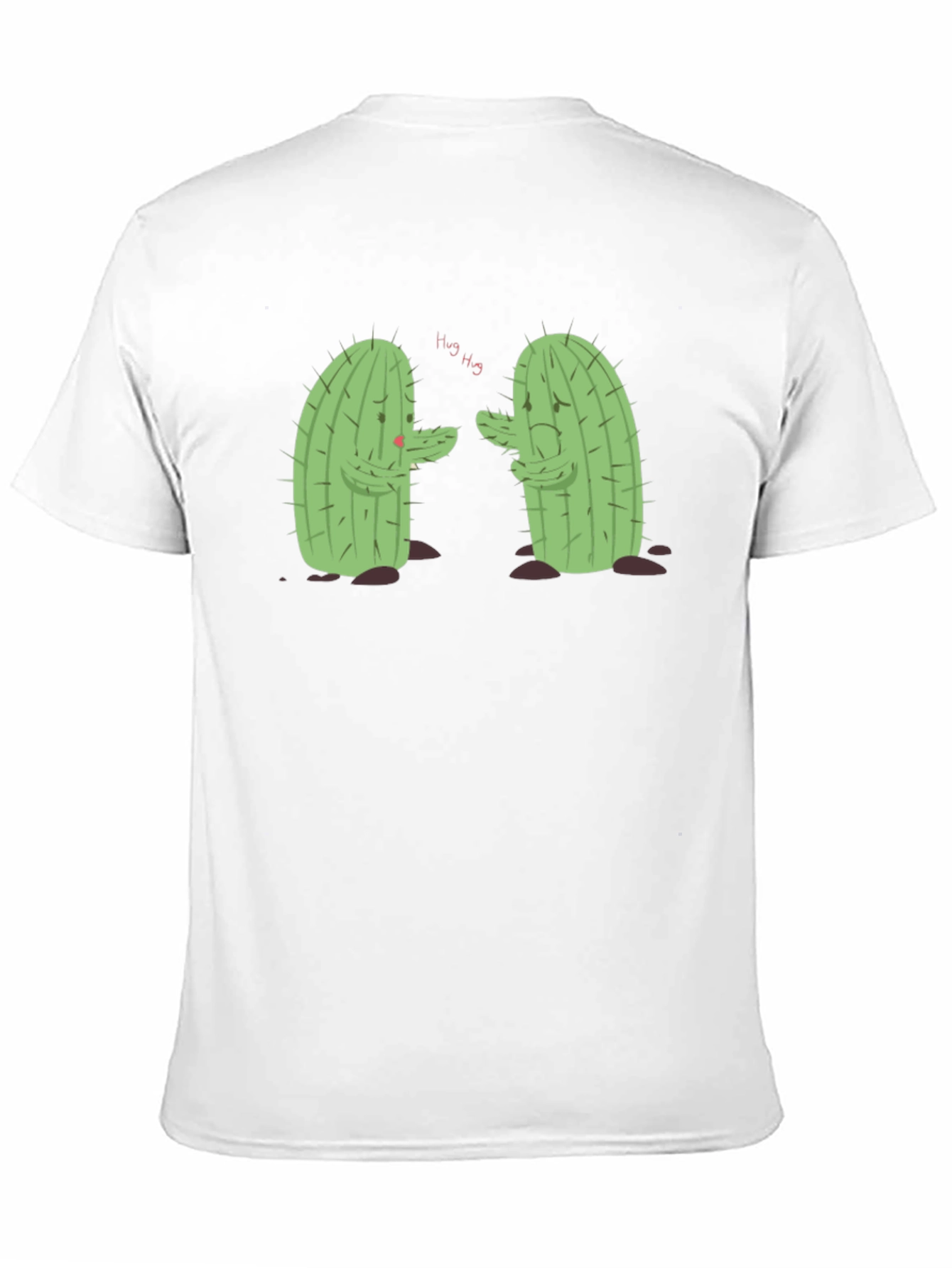 Black Sad Cactus Hug T-Shirt - Funny Graphic Tee view 11