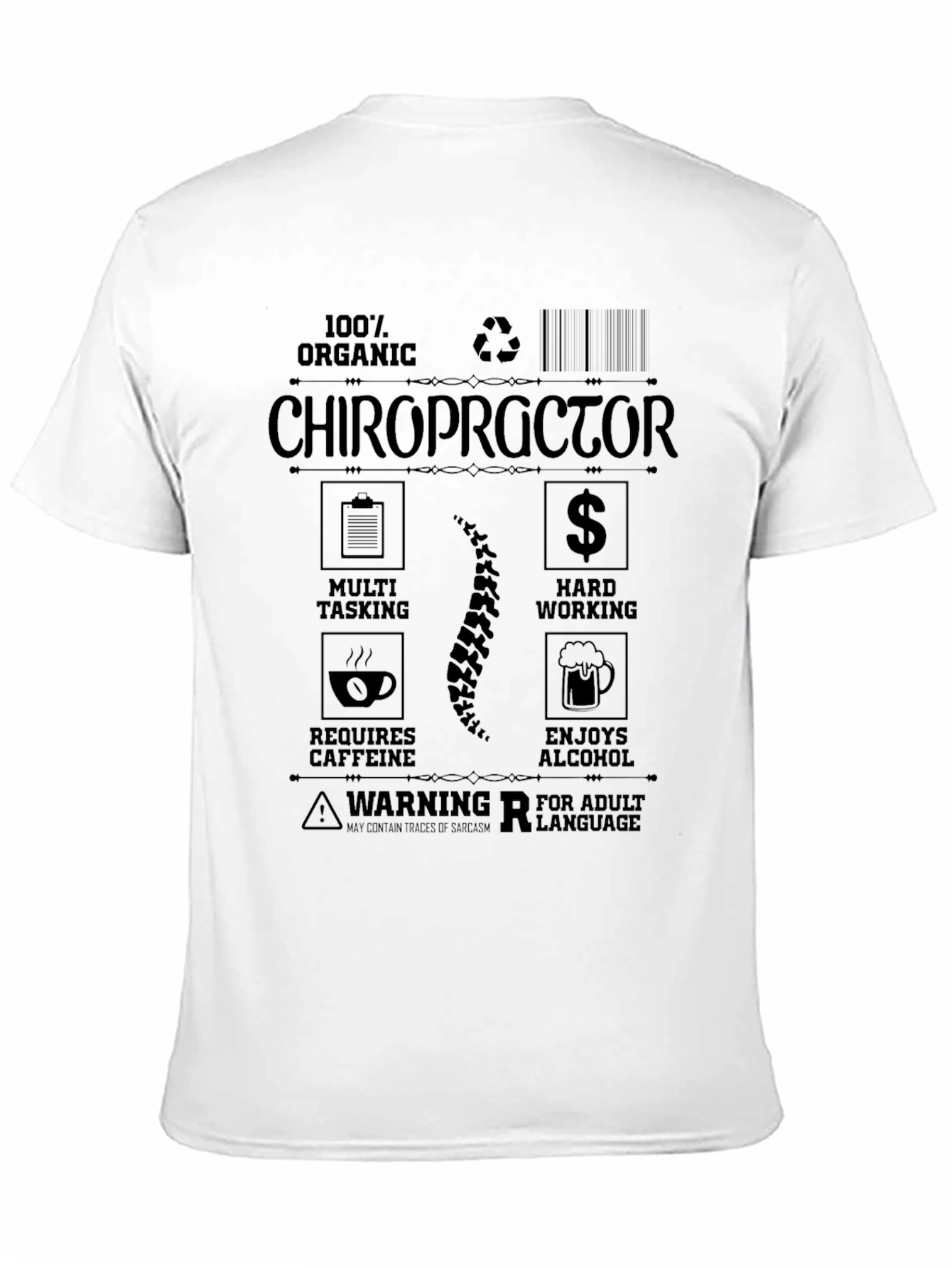 Black Chiropractor T-Shirt: 100% Organic Adult Humor view 11