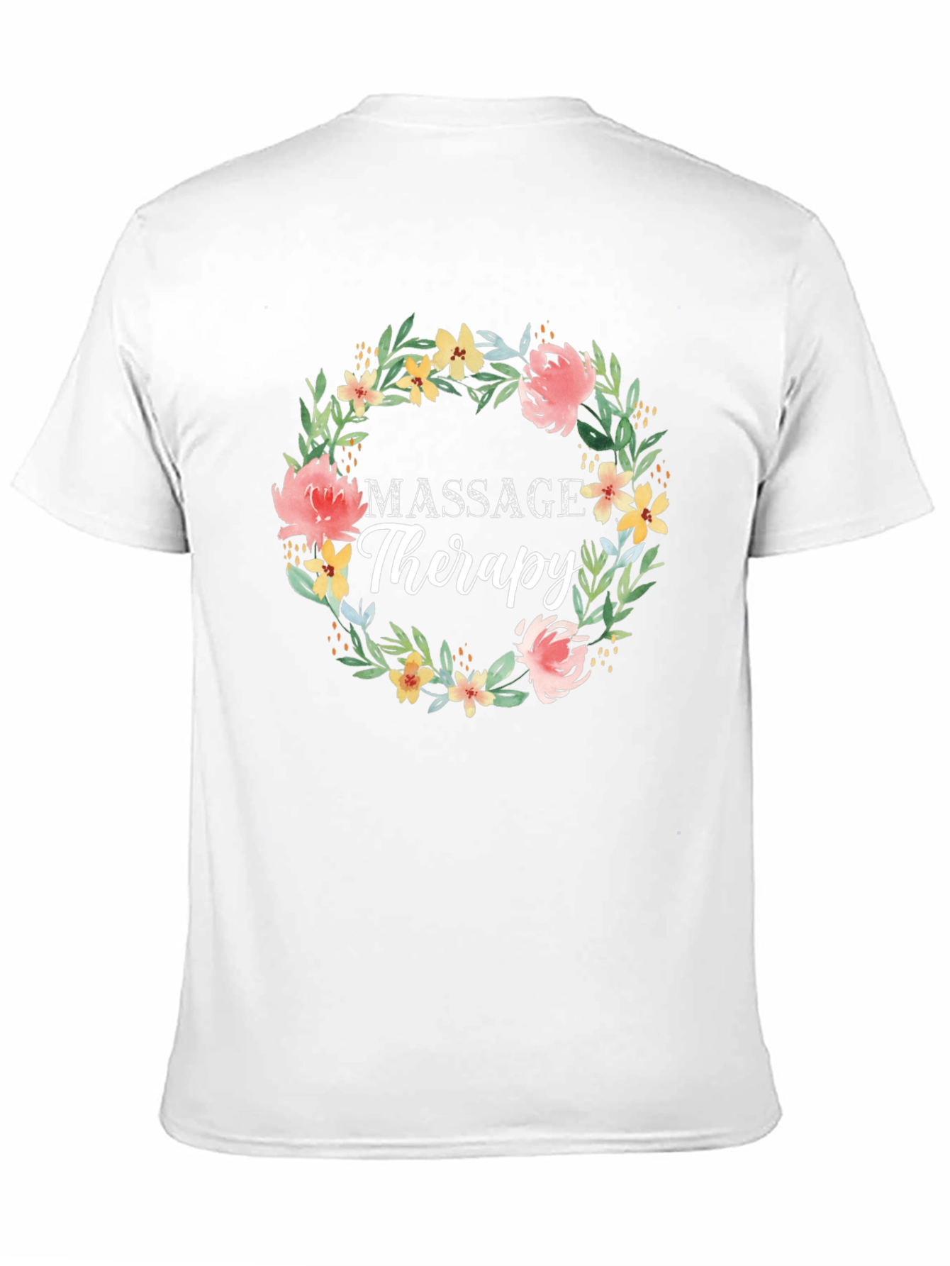 Black Massage Therapy Floral Wreath T-Shirt view 11