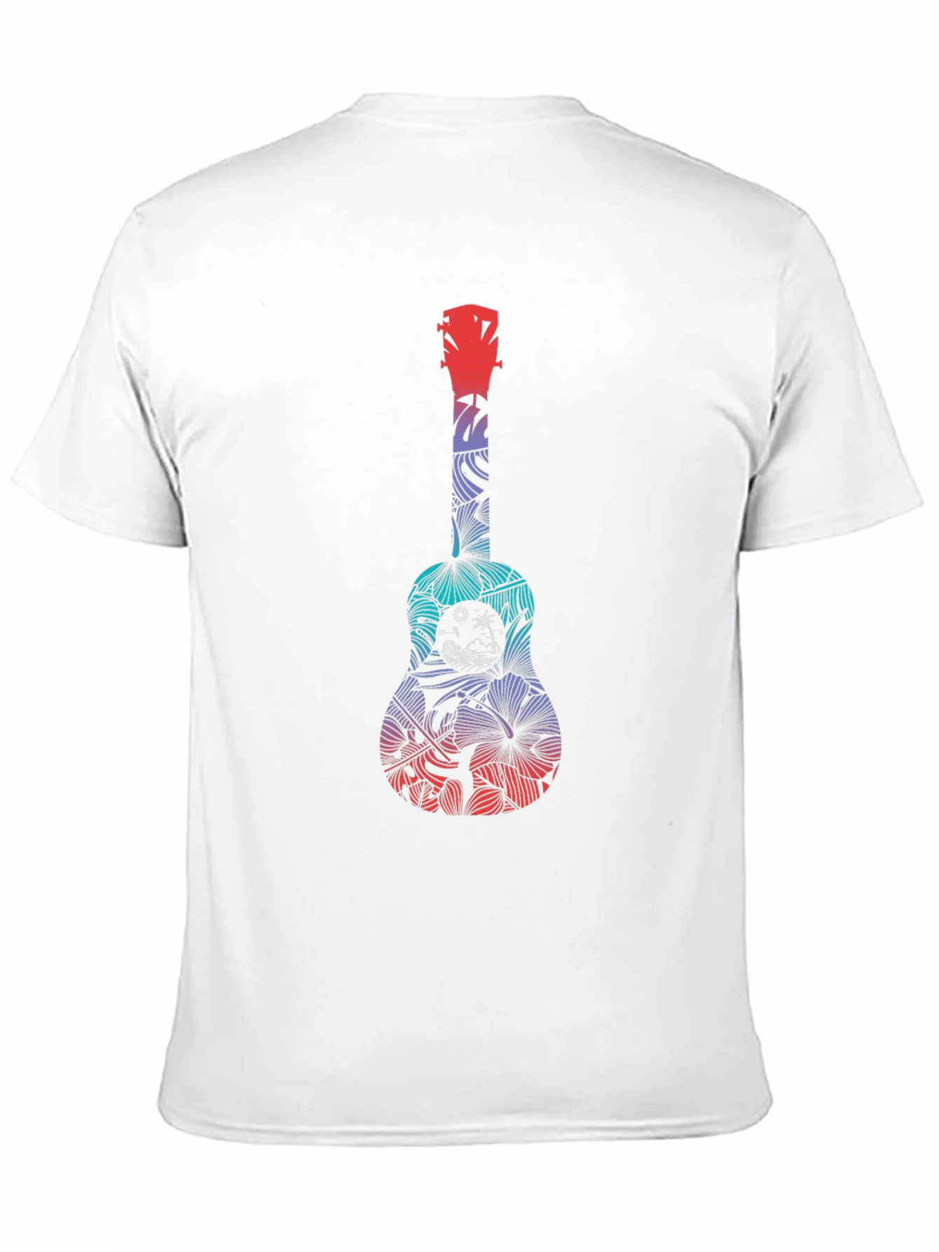 Black Tropical Ukulele Graphic Tee - Black Cotton T-Shirt view 11