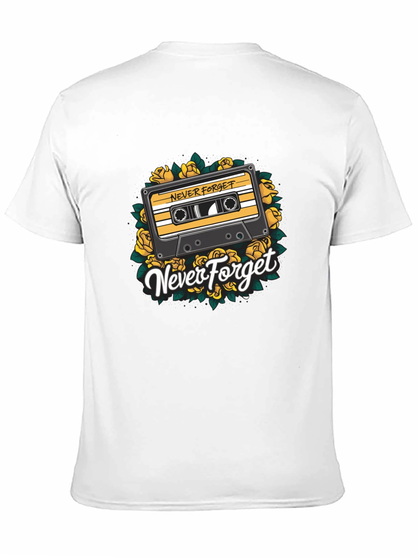 Black Retro Cassette & Roses Graphic T-Shirt - Never Forget view 11