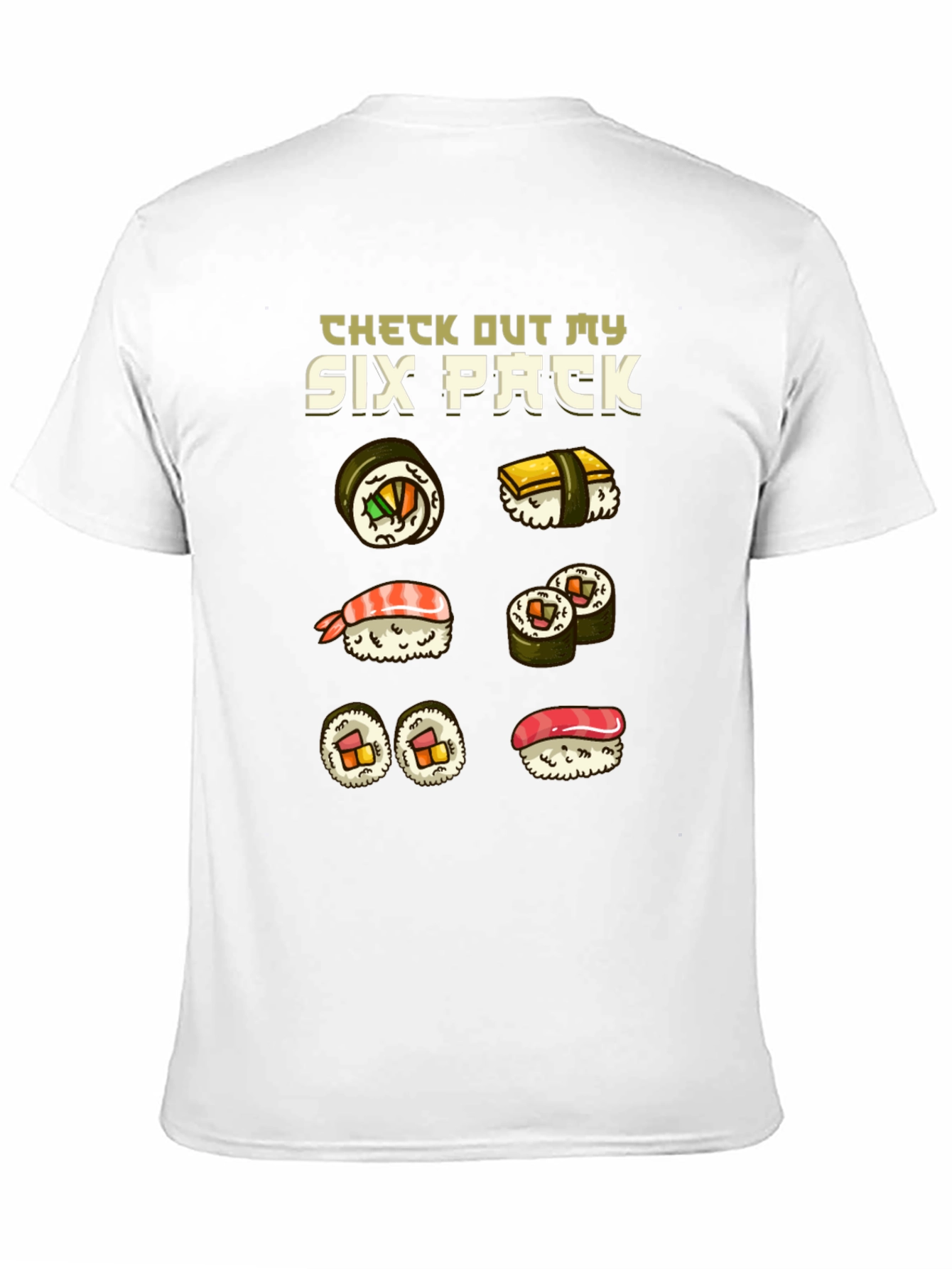 Black Sushi Six Pack Funny T-Shirt view 11