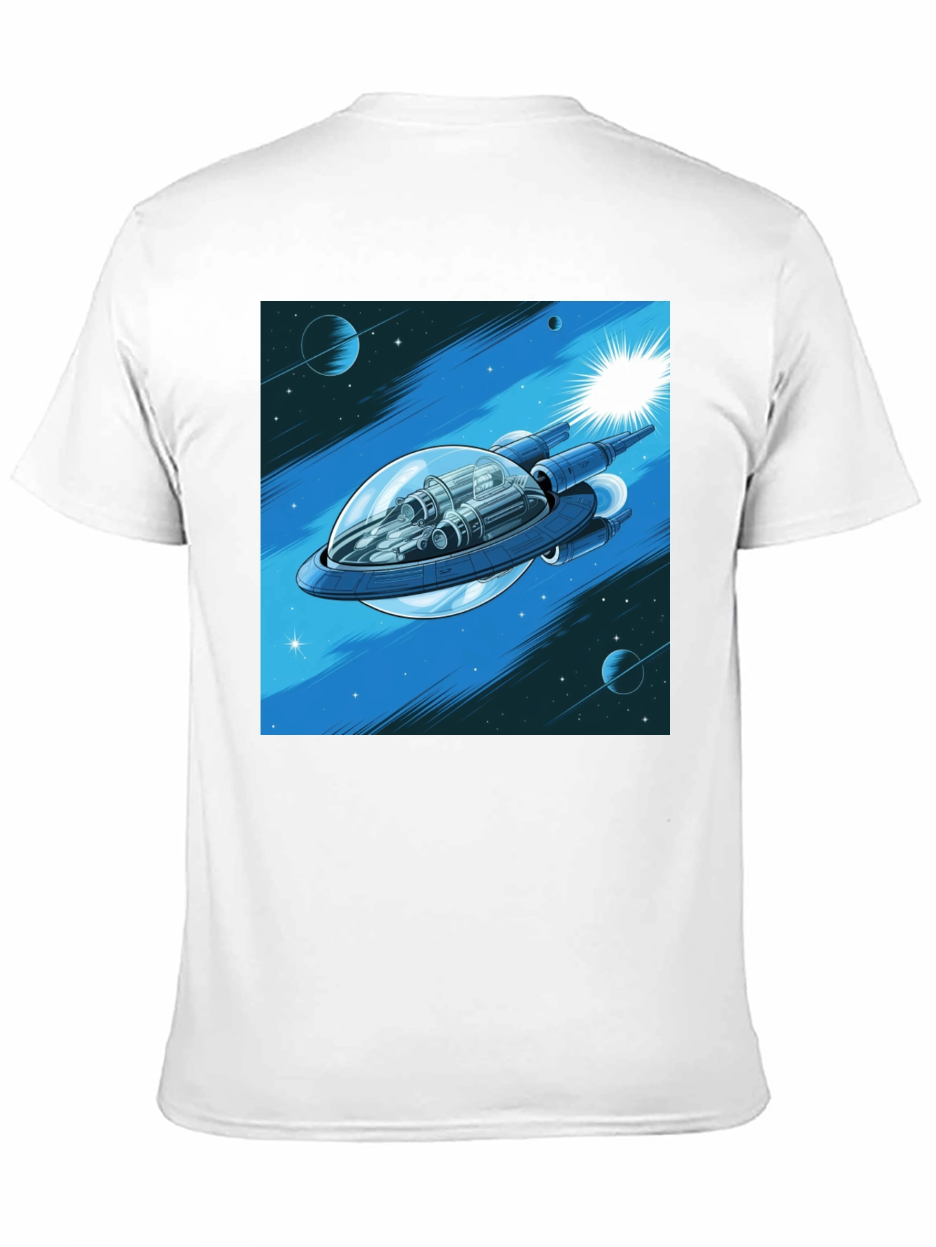 Black Sci-Fi Spaceship Graphic T-Shirt view 11