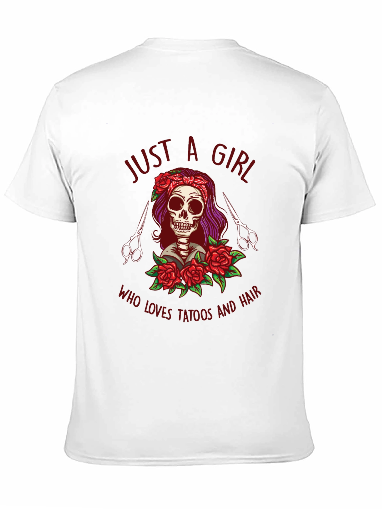 Black Just A Girl Who Loves Tattoos and Hair Graphic Tee view 11