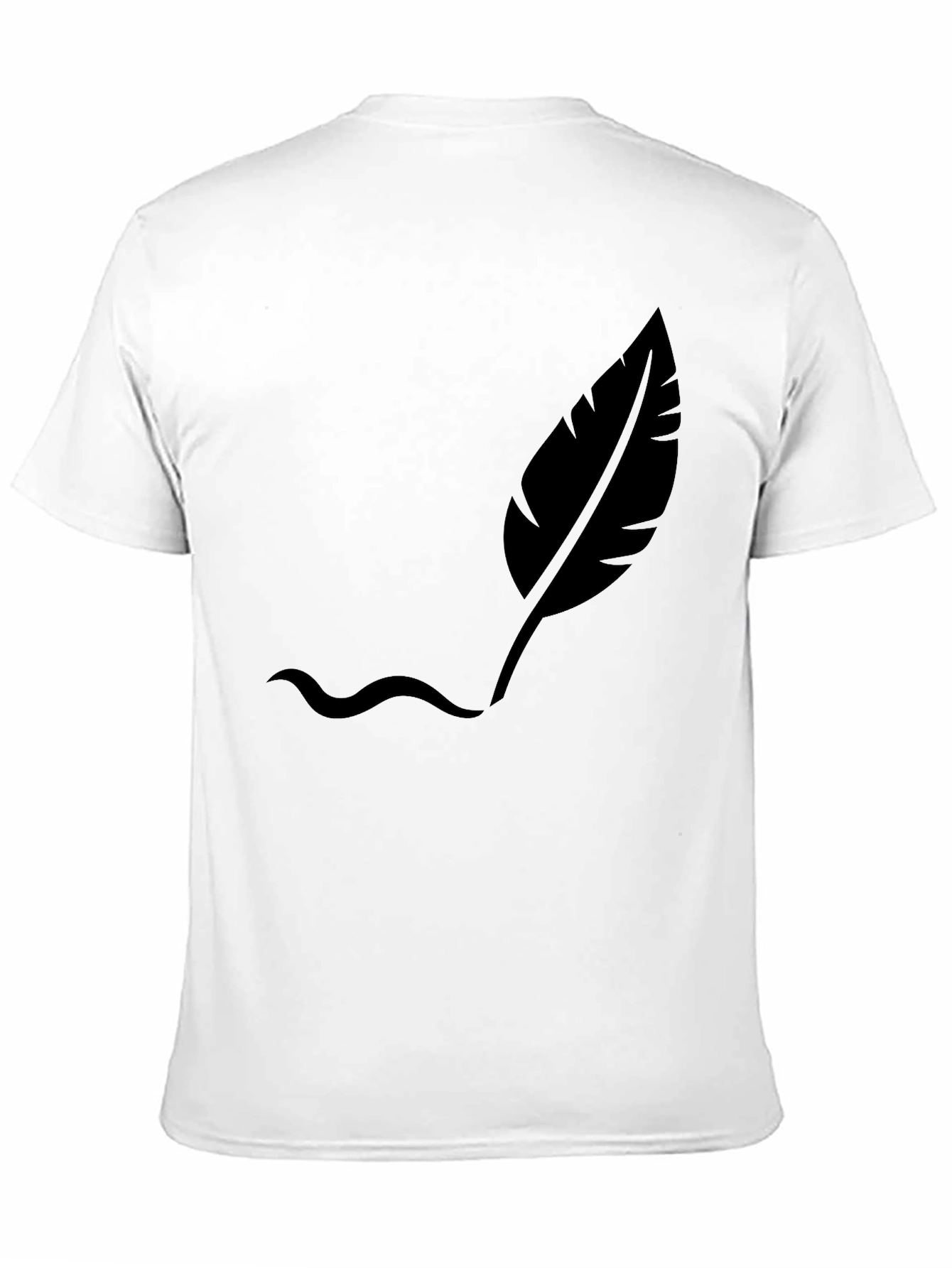 Black Men's Black T-Shirt with Feather Design view 11