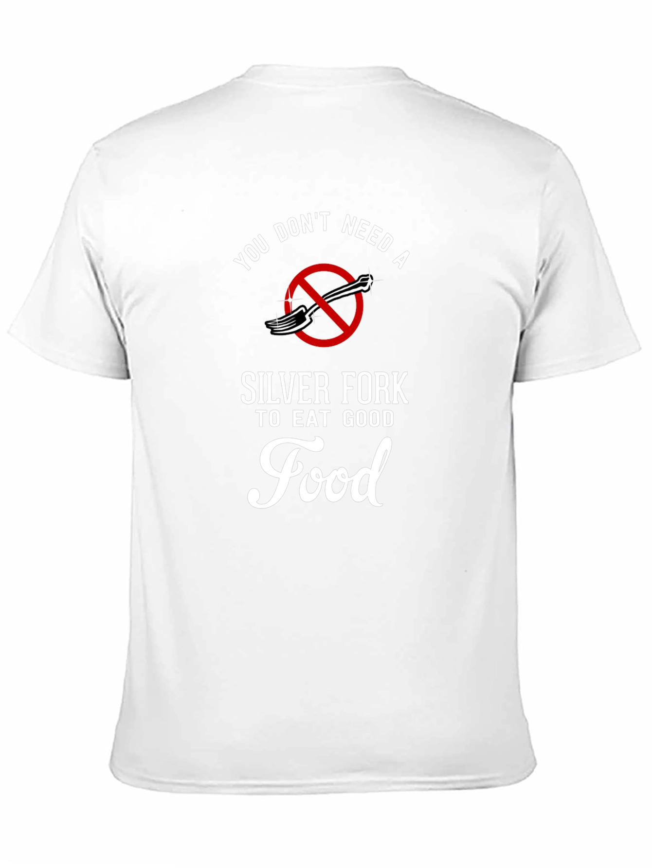 Black Funny Foodie T-Shirt - Silver Fork Not Required view 11