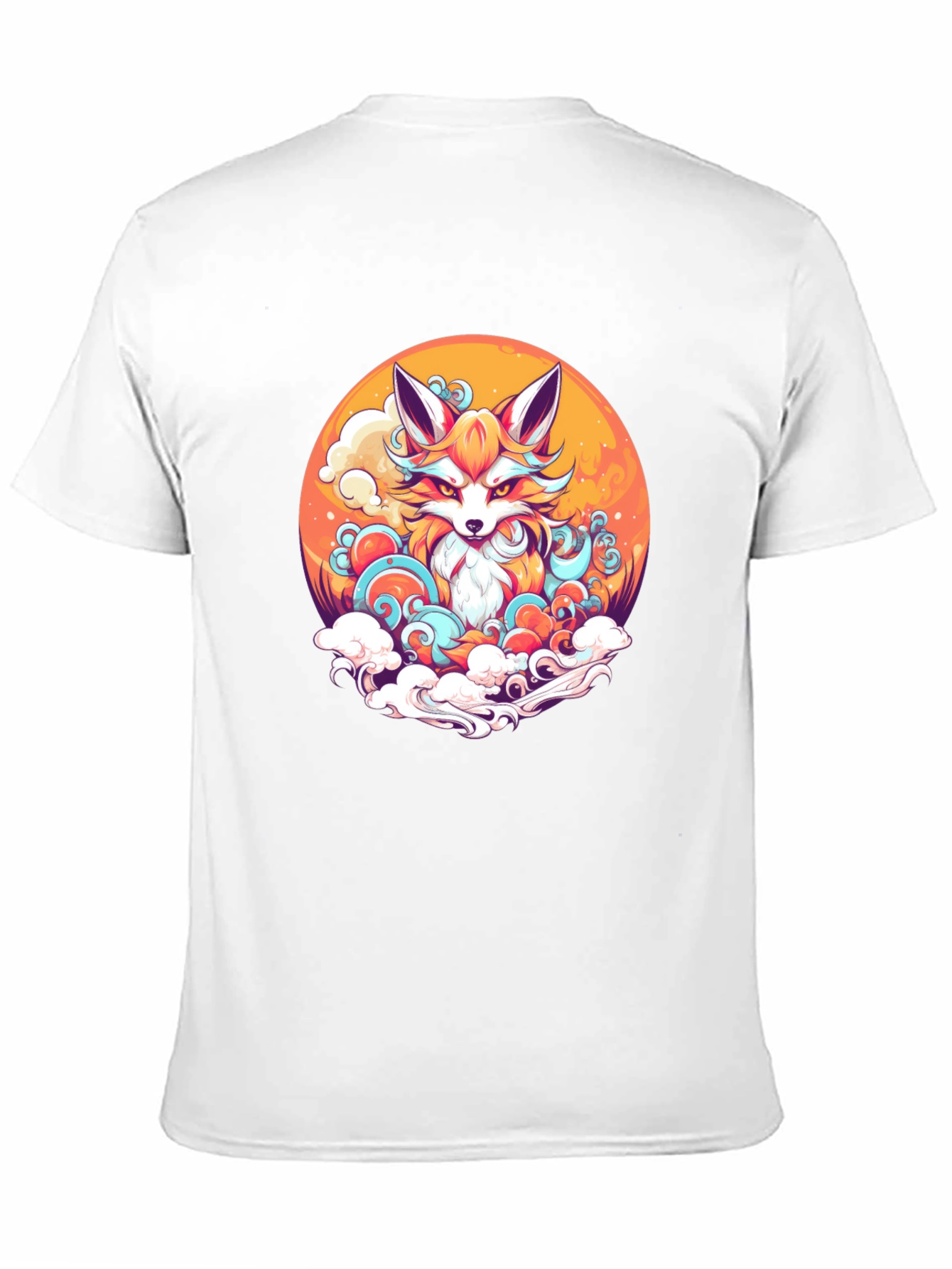 Anime Fox Graphic Black T-Shirt - 11