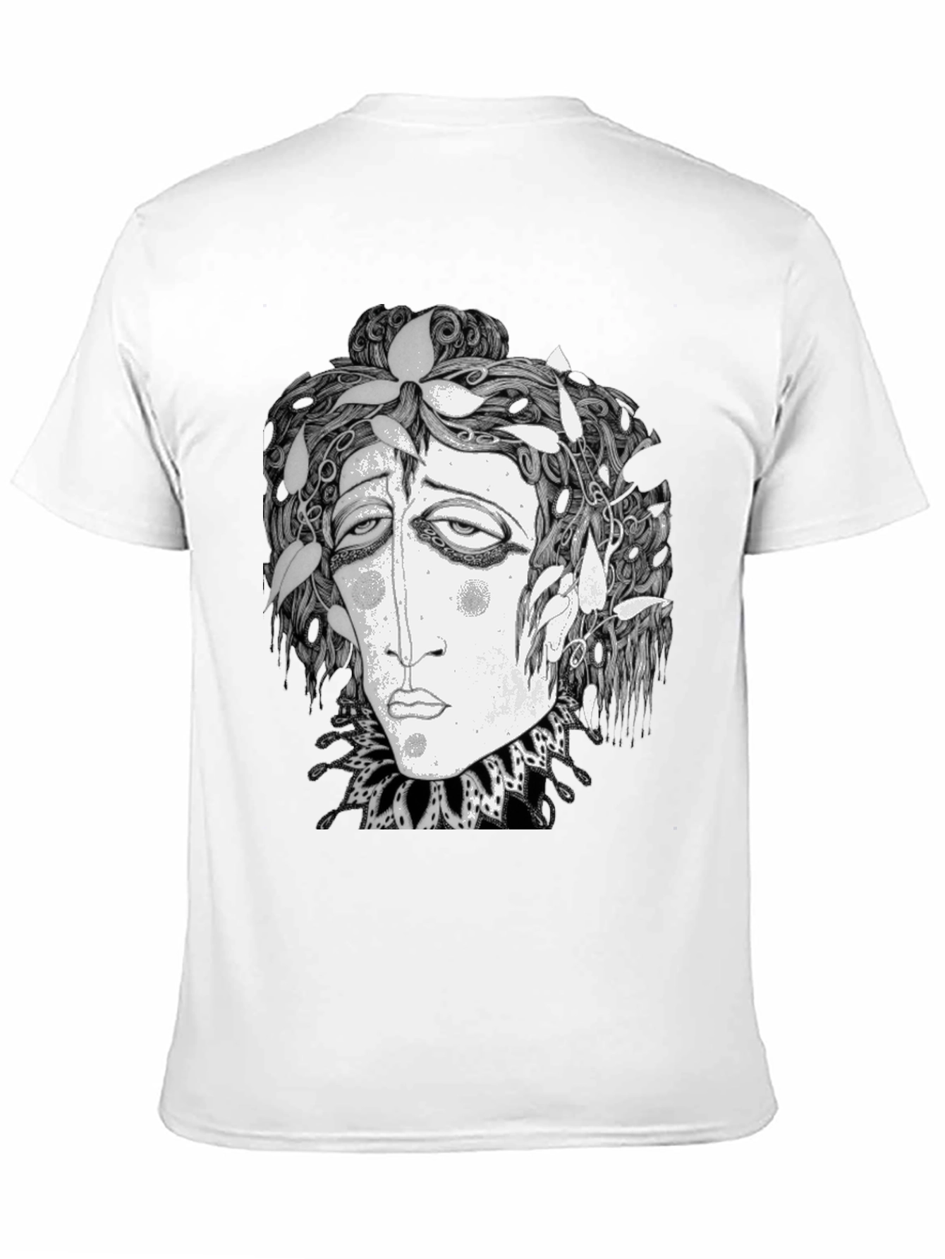 Black Surreal Face Graphic Print Black T-Shirt view 11