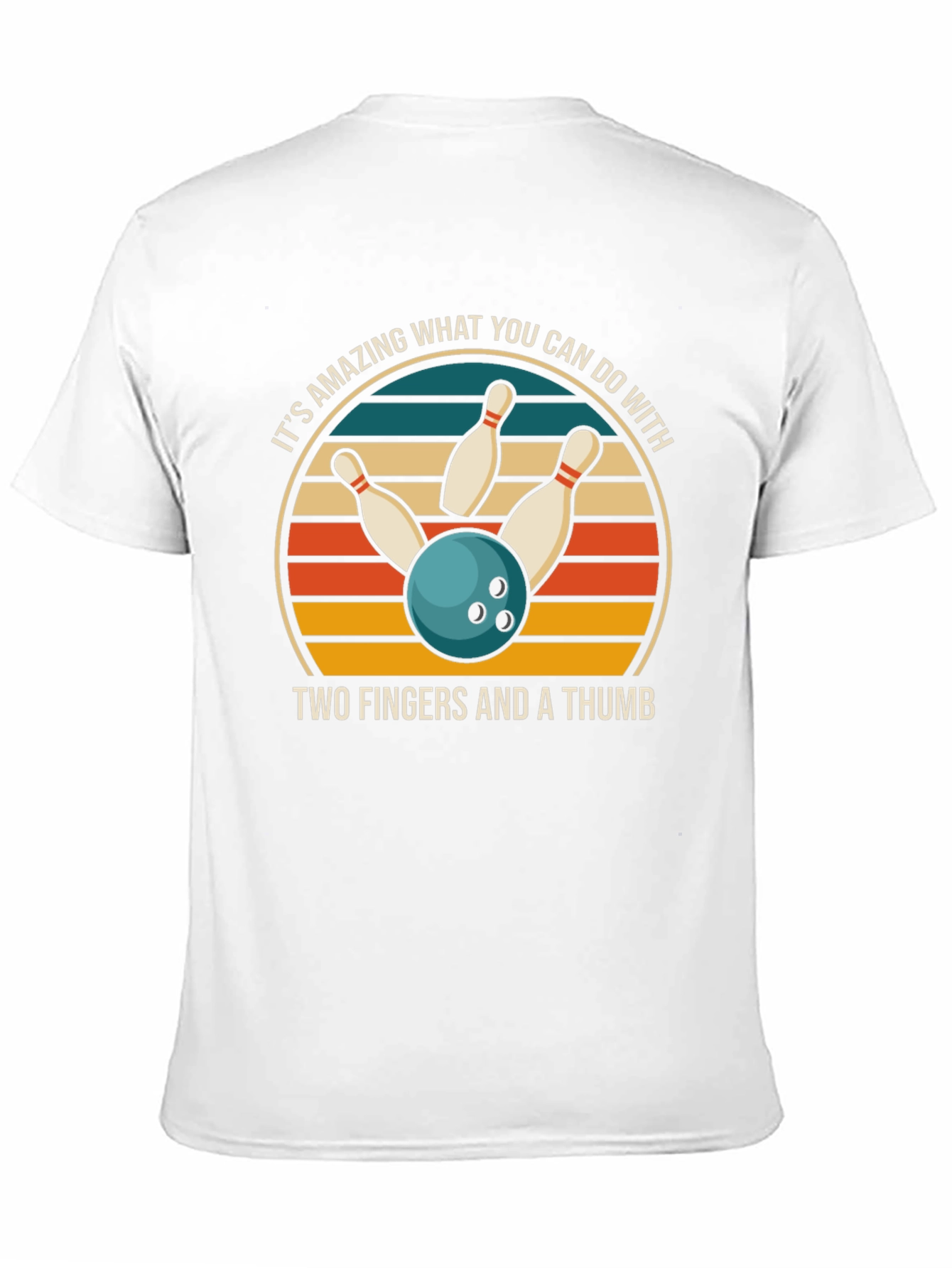 Black Bowling T-Shirt: Two Fingers & A Thumb view 11