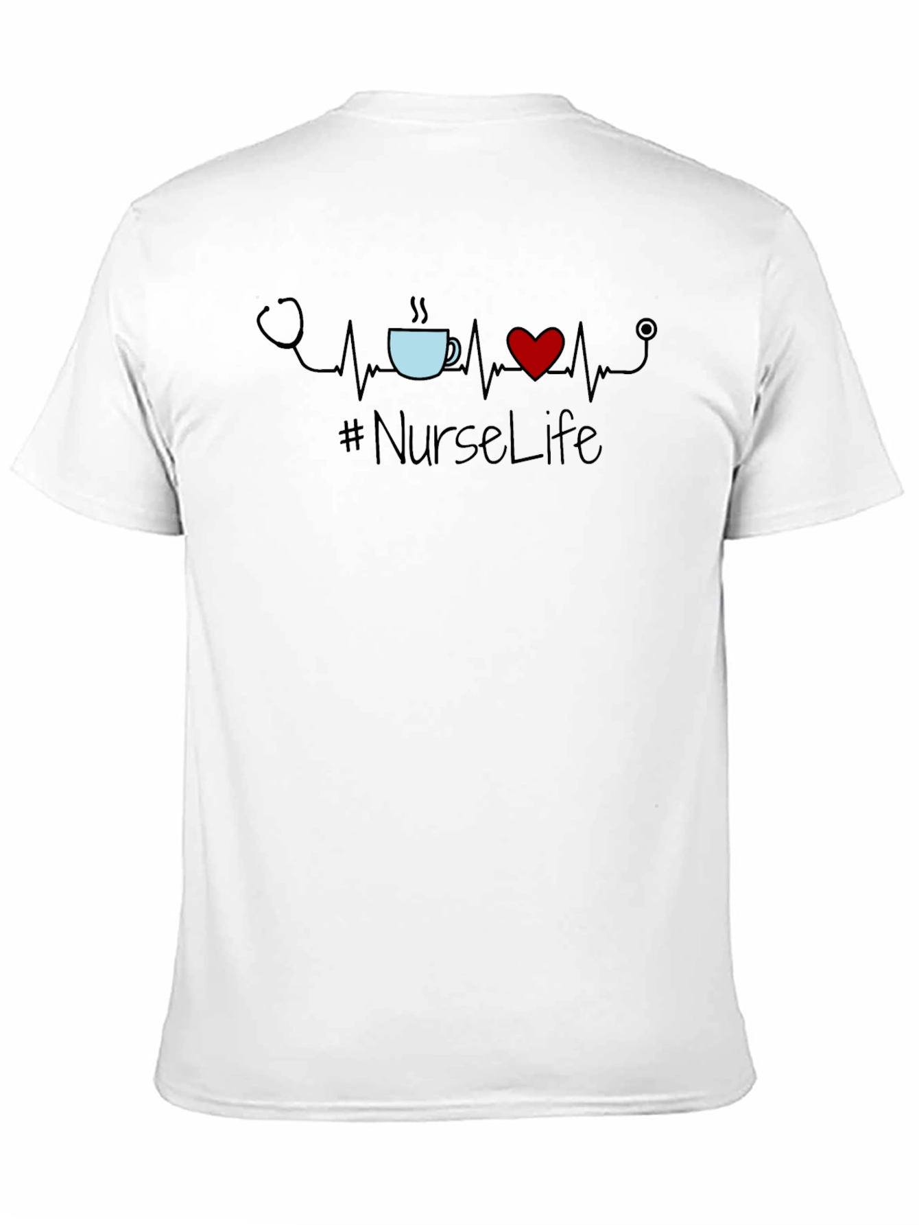 Black Nurse Life Tee - Stethoscope, Heartbeat, Coffee view 11