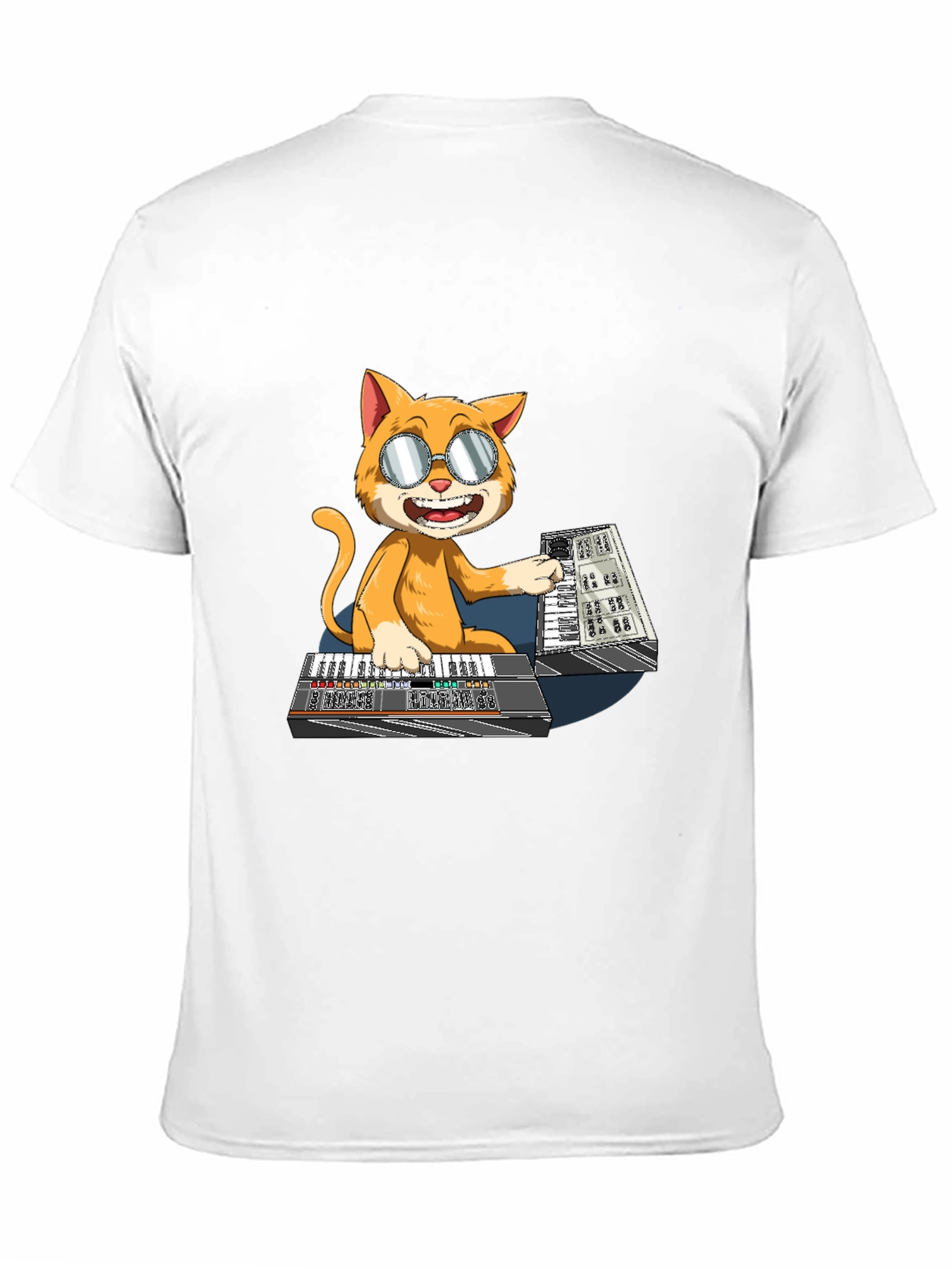 Black Cool Cat Keyboardist T-Shirt view 11
