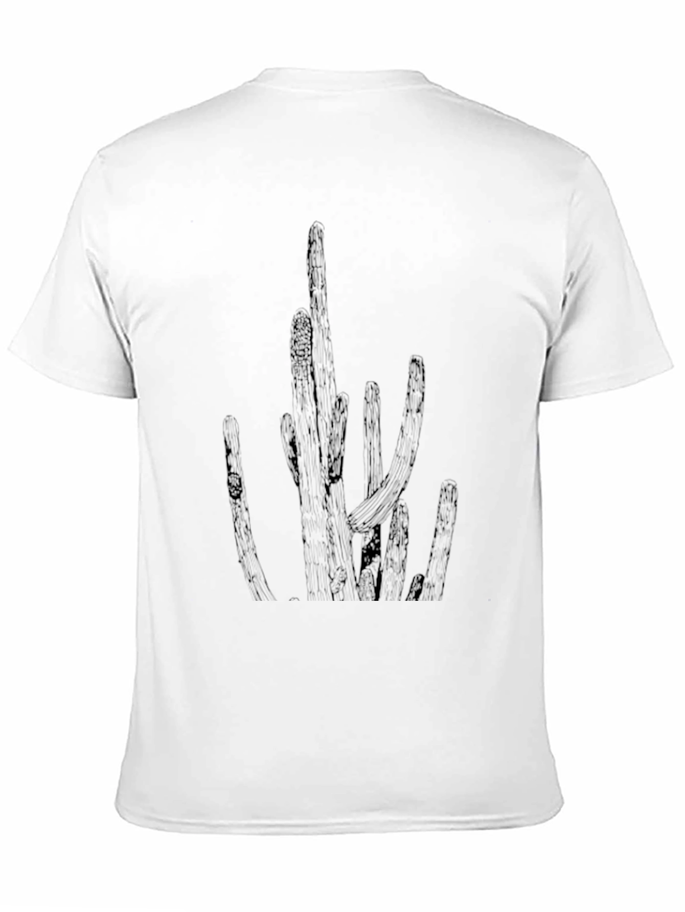 Black Cactus Print Crew Neck T-Shirt - Black view 11