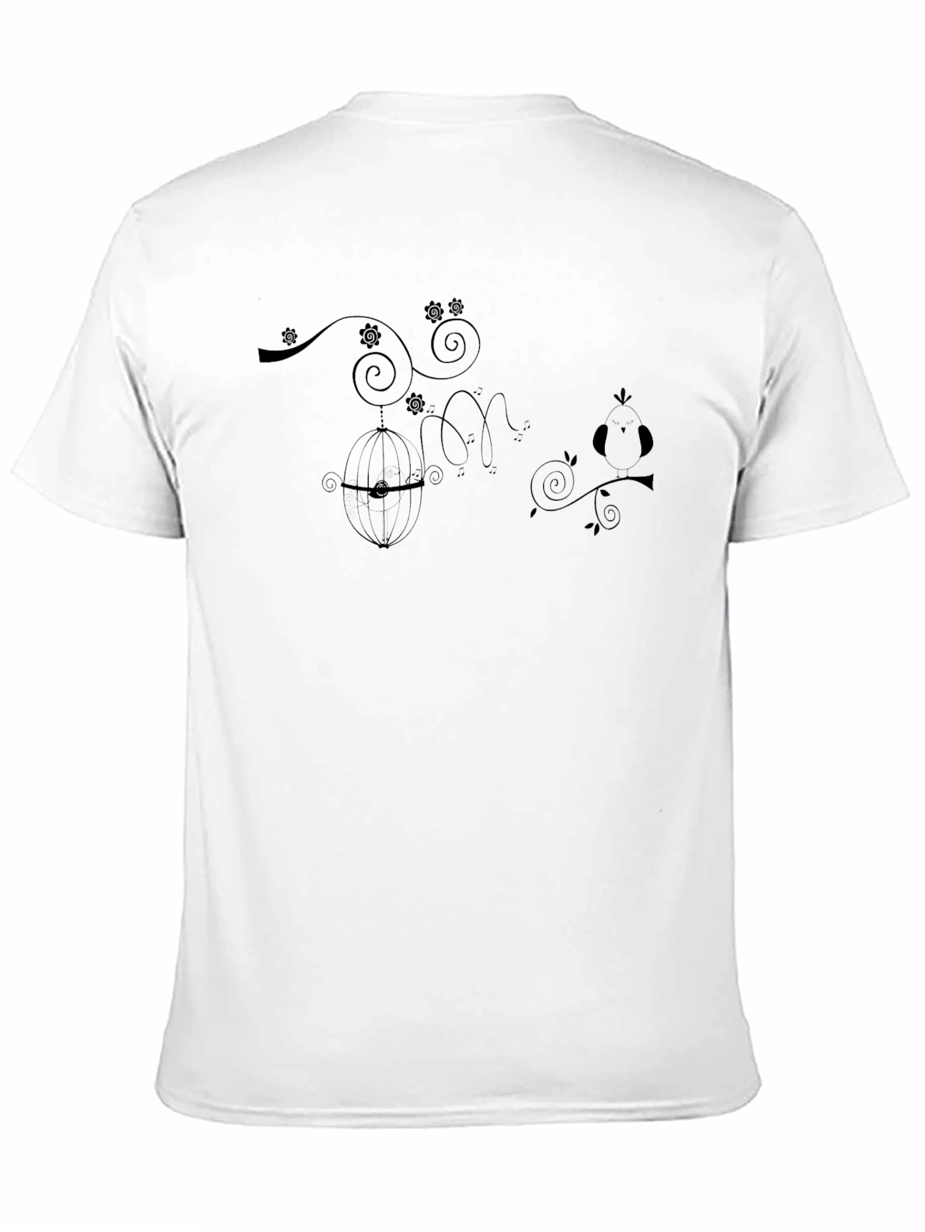 Black Elegant Black T-Shirt with Birdcage Design view 11