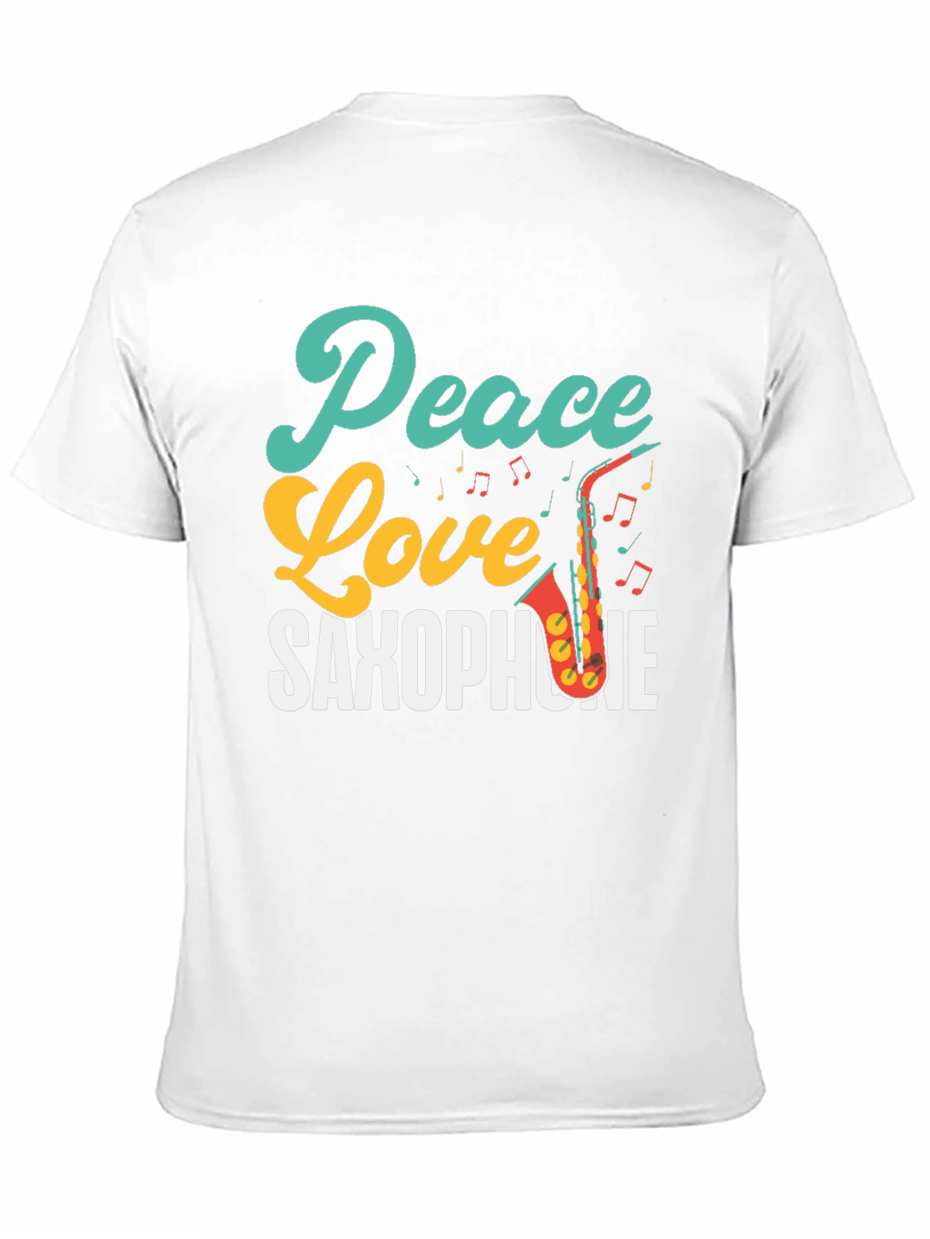 Black Peace Love Saxophone T-Shirt - Music Lover Tee view 11