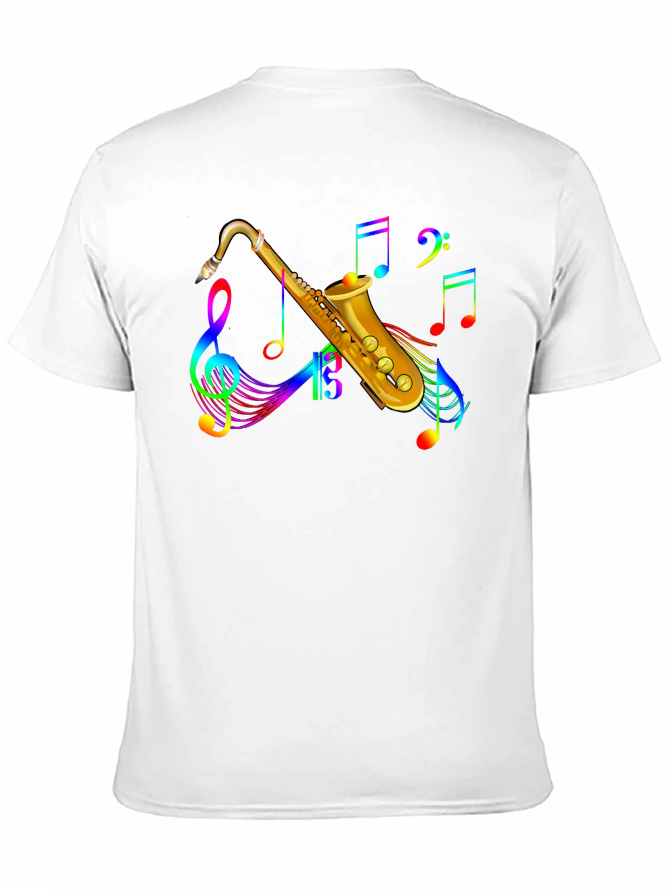 Black Rainbow Saxophone Music Notes Black T-Shirt view 11