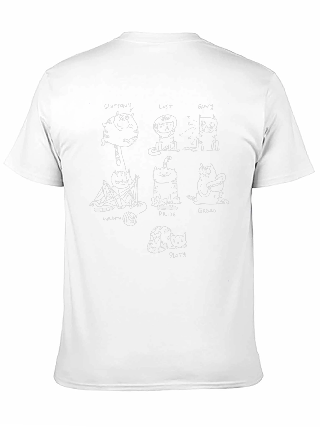Black Seven Deadly Sins Cat T-Shirt - Black Cotton Tee view 11