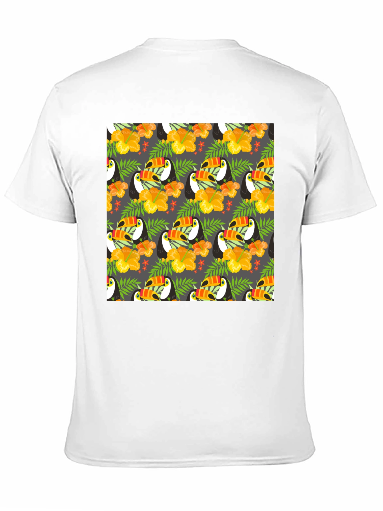 Black Tropical Toucan Print Crew Neck Tee view 11