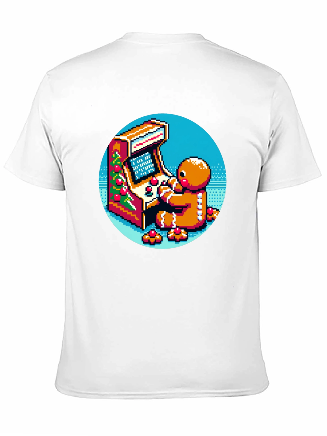 Black Gingerbread Gamer T-Shirt - Retro Pixel Arcade Fun view 11