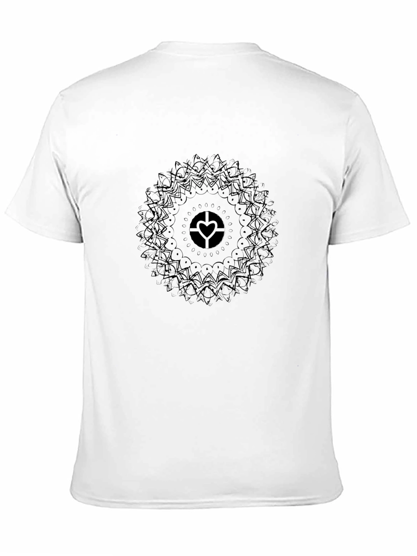 Black Black Graphic Tee with Mandala Heart Design - Stylish Casual Wear view 11