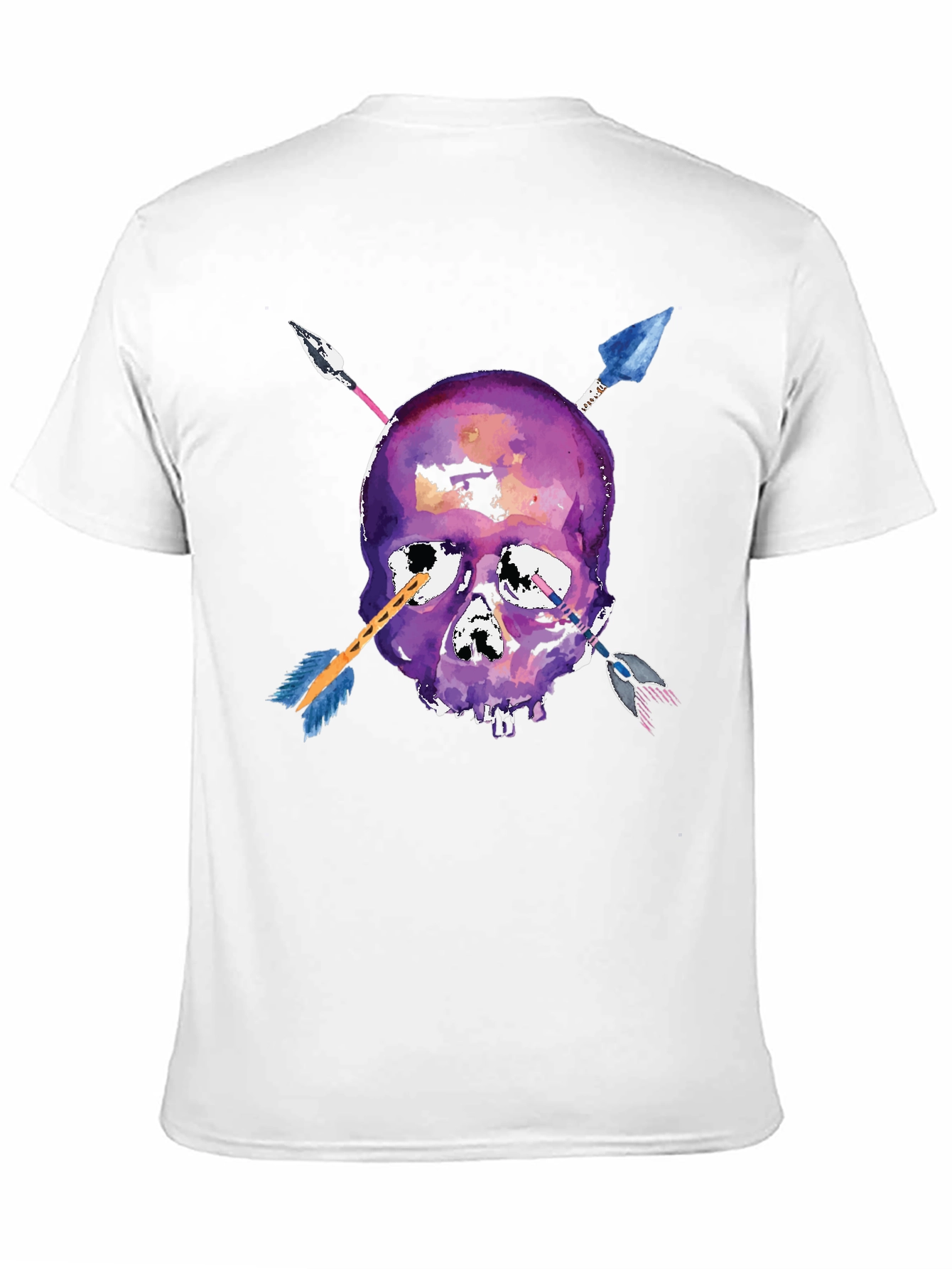 Black Skull Arrows T-Shirt - Unique Watercolor Style view 11