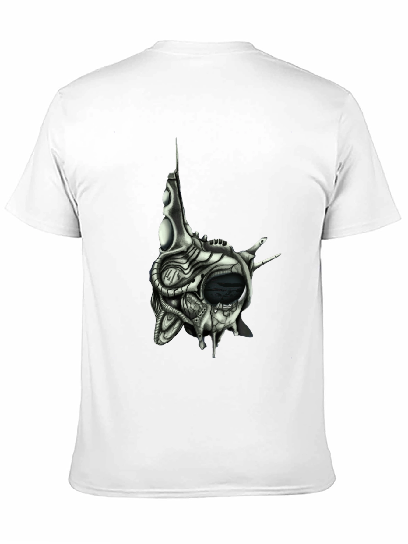 Black Cybernetic Skull T-Shirt - Dark Sci-Fi Style view 11