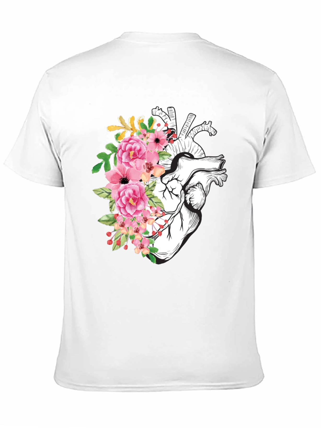 Black Floral Heart Graphic Tee - Anatomical Style view 11