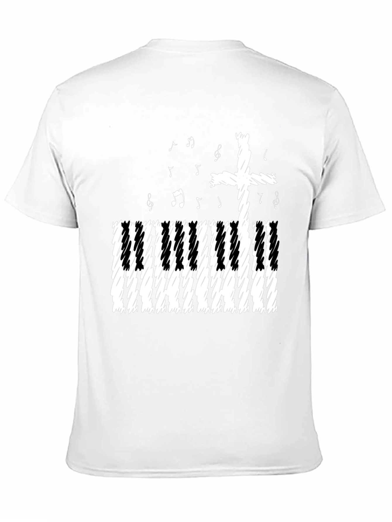 Black Musical Cross T-Shirt - Christian Piano Music Tee view 11
