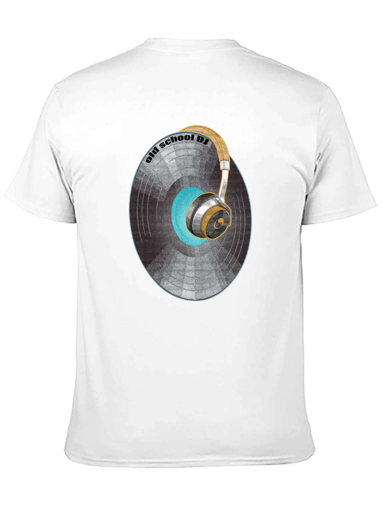 Black Old School DJ Graphic T-Shirt - Vintage Vinyl & Headphones Design view 11