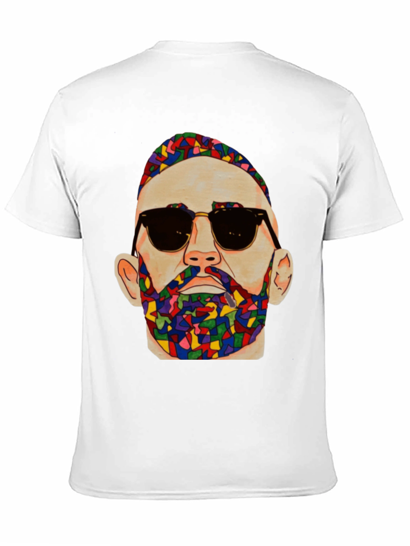 Black Unique Mosaic Man Graphic Print T-Shirt view 11