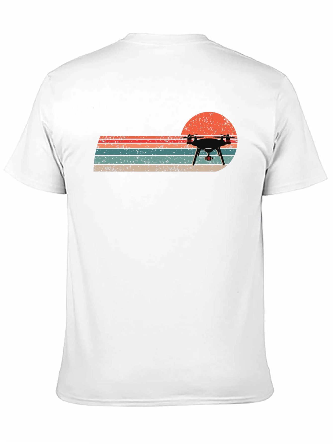 Black Retro Drone Sunset T-Shirt - Cool Graphic Tee view 11