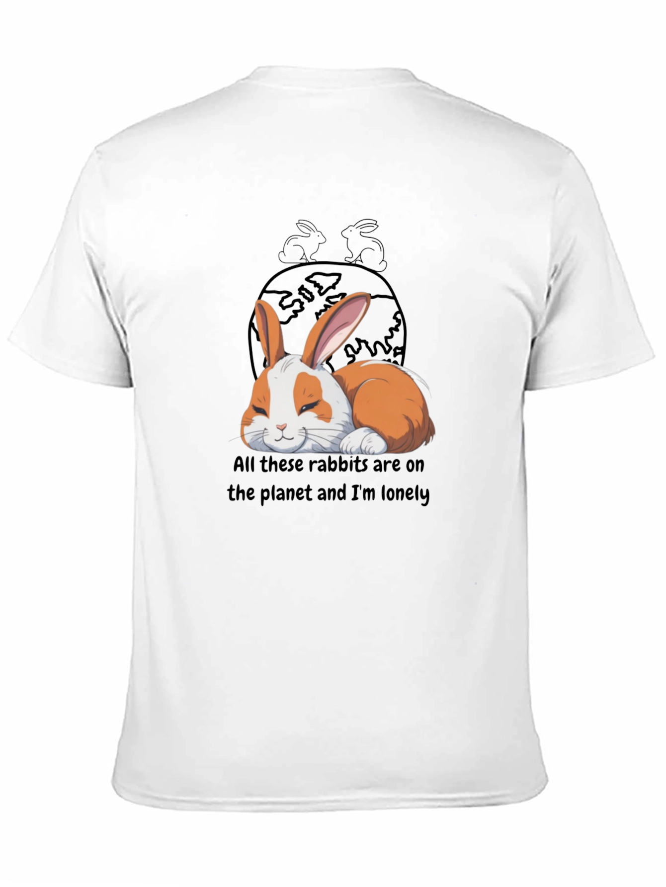 Black Lonely Rabbit Graphic T-Shirt view 11