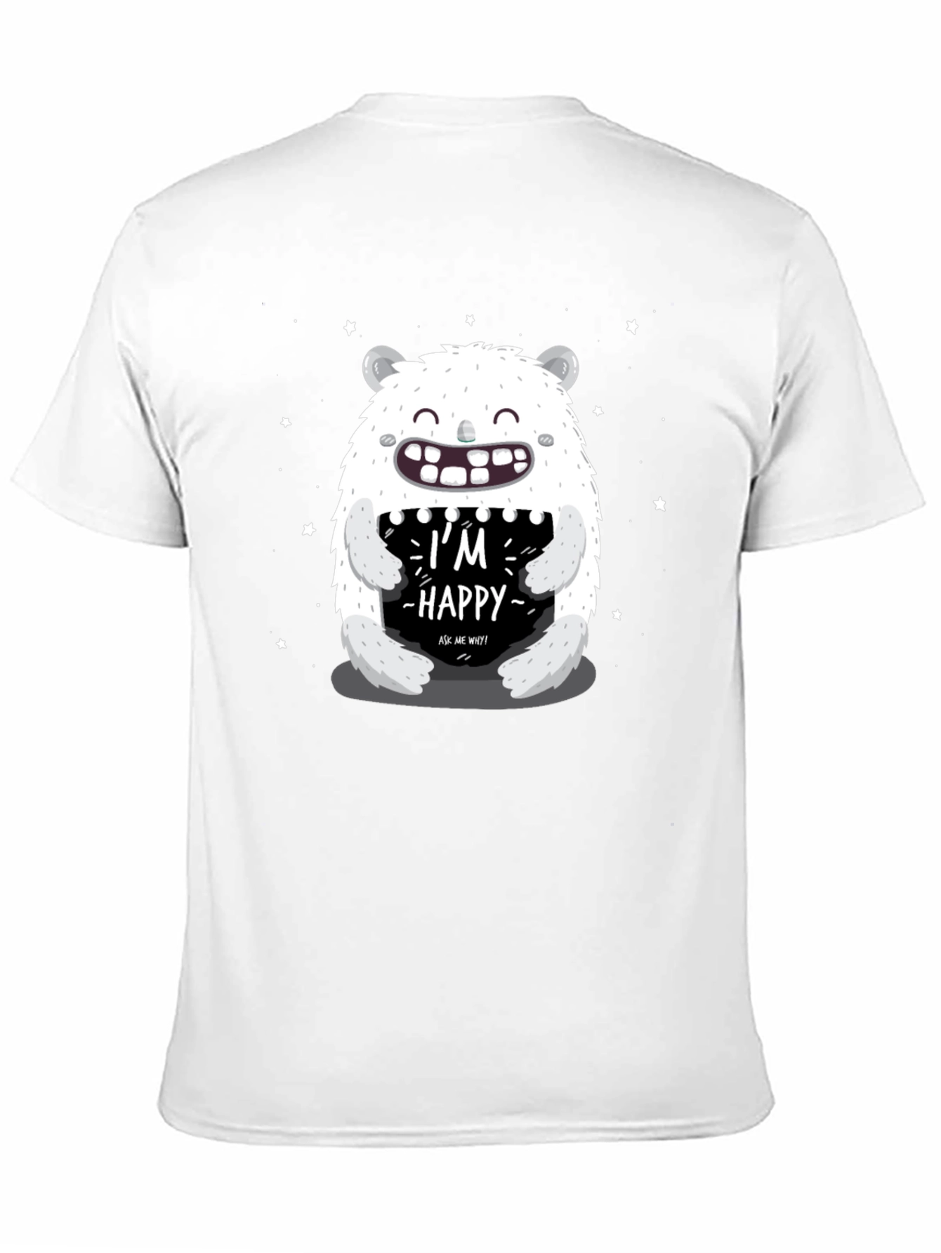 Black I'm Happy Monster Graphic Tee - Black Cotton Blend view 11