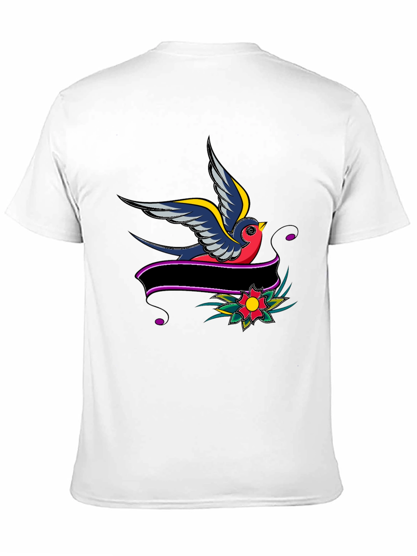 Black Swallow & Banner Graphic Black T-Shirt view 11