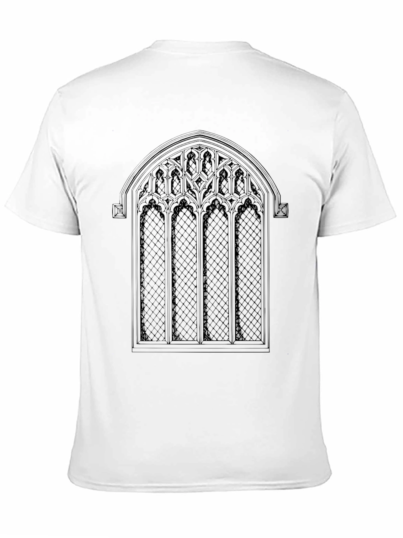 Black Gothic Window T-Shirt - Elegant Architectural Design view 11