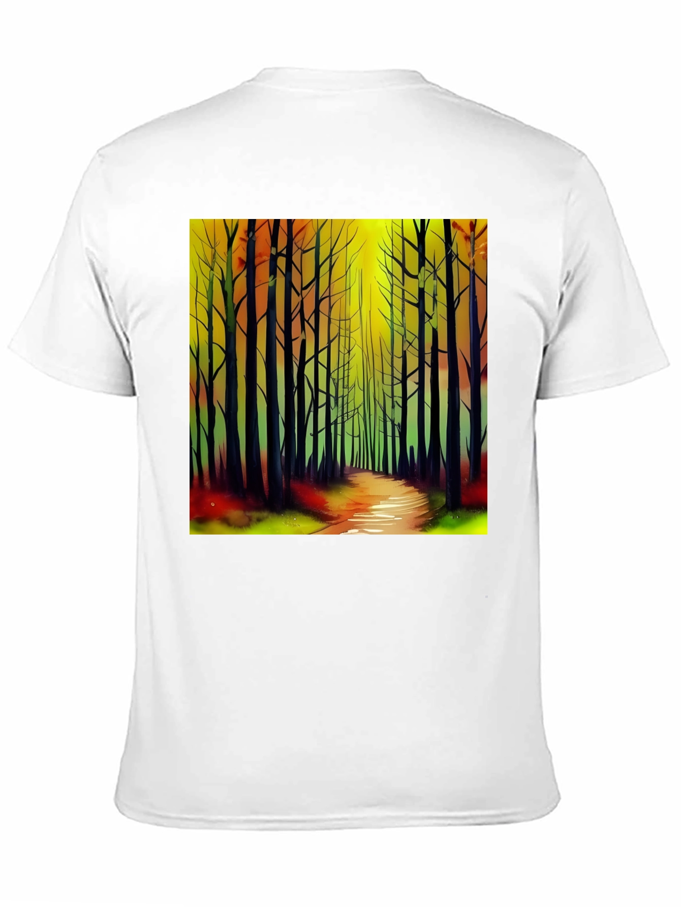 Black Abstract Forest Print Black T-Shirt view 11
